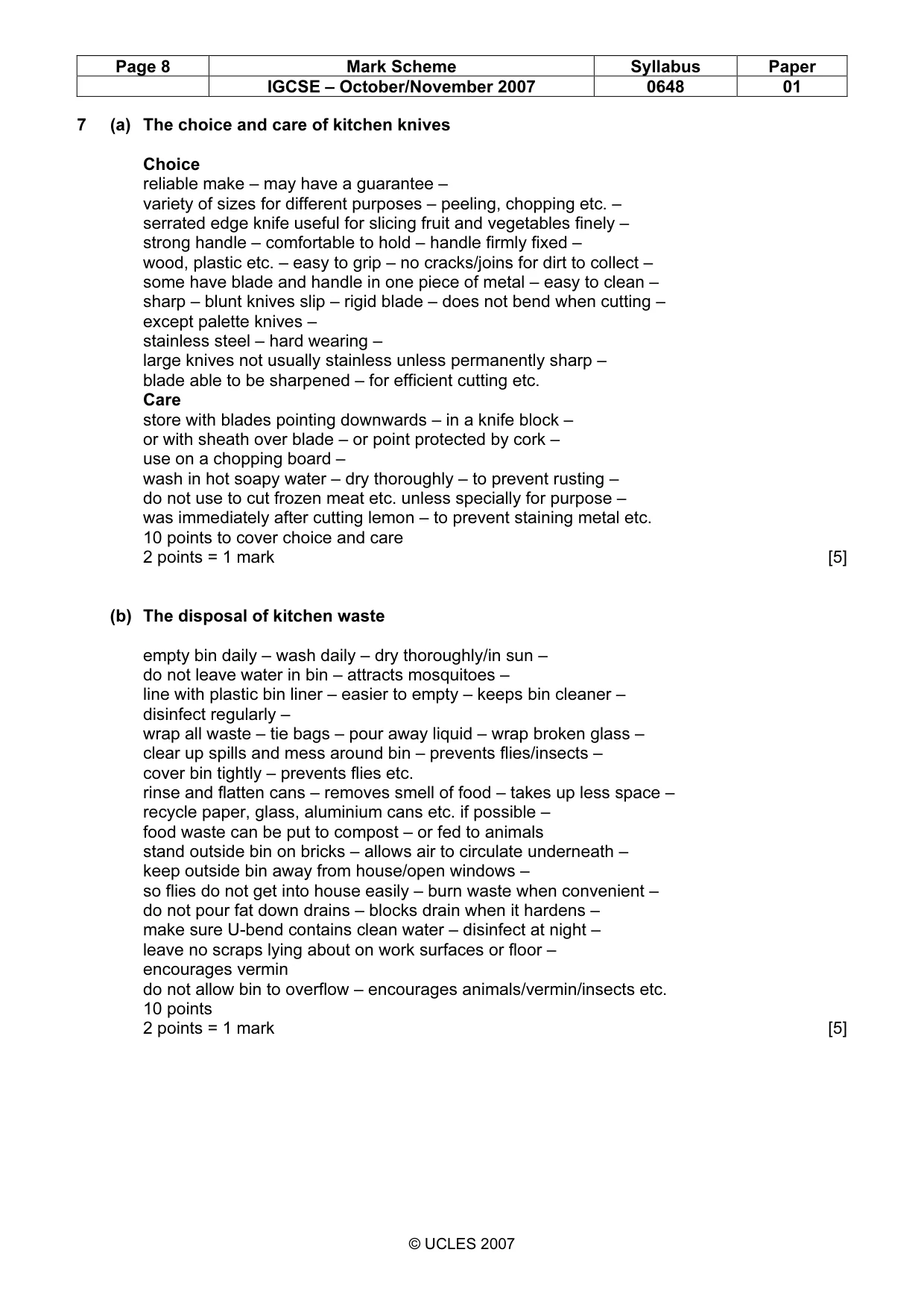 Mark scheme, page 8 of 13