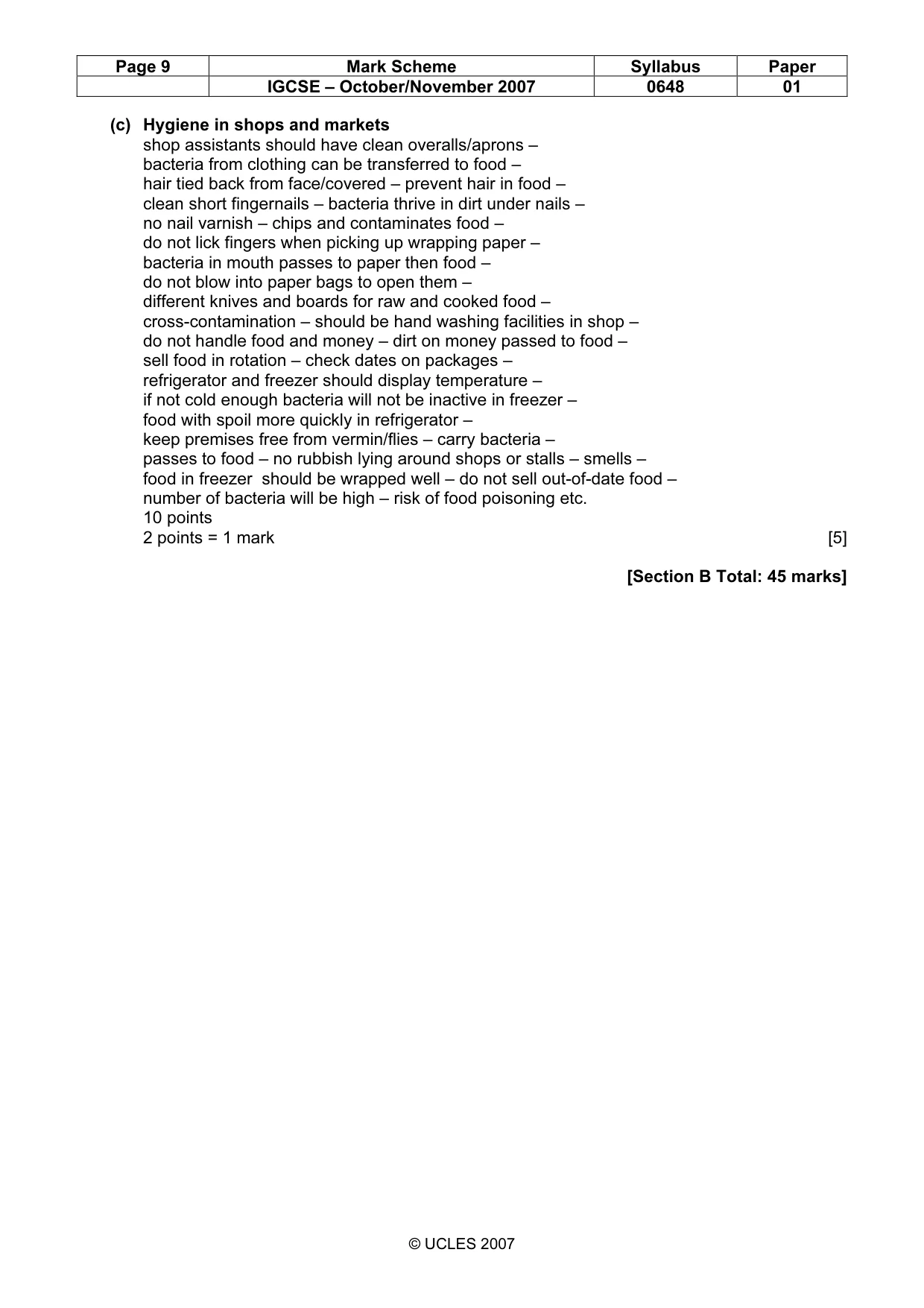 Mark scheme, page 9 of 13