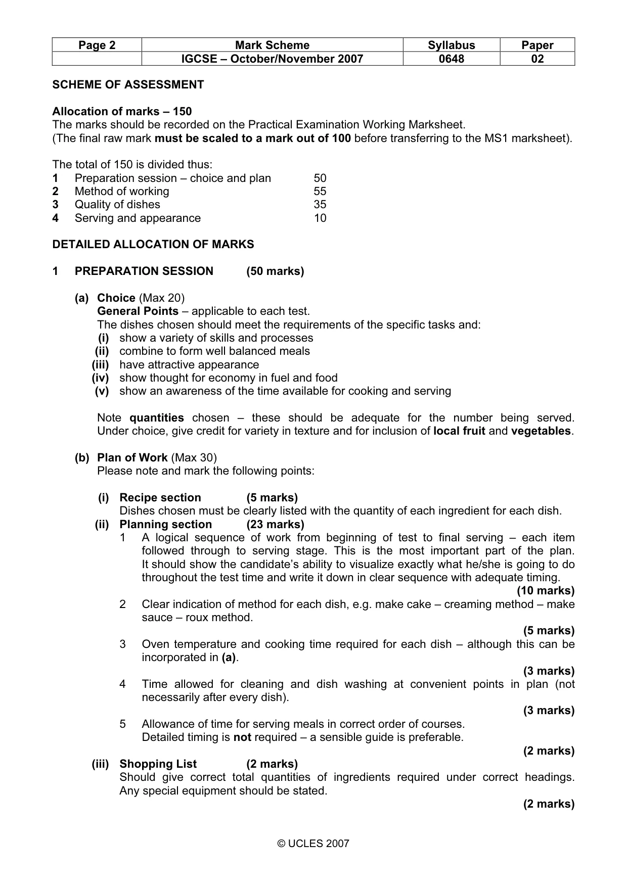 Mark scheme, page 2 of 5