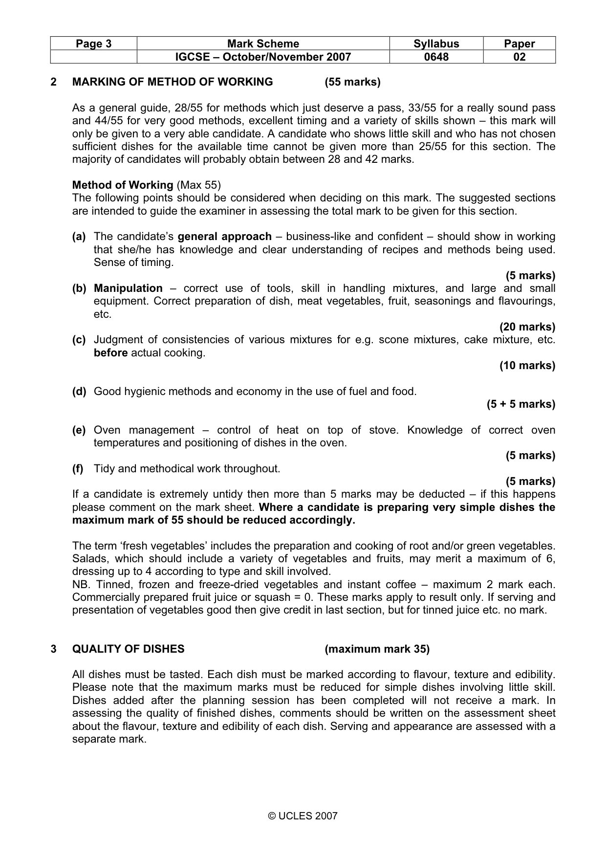 Mark scheme, page 3 of 5