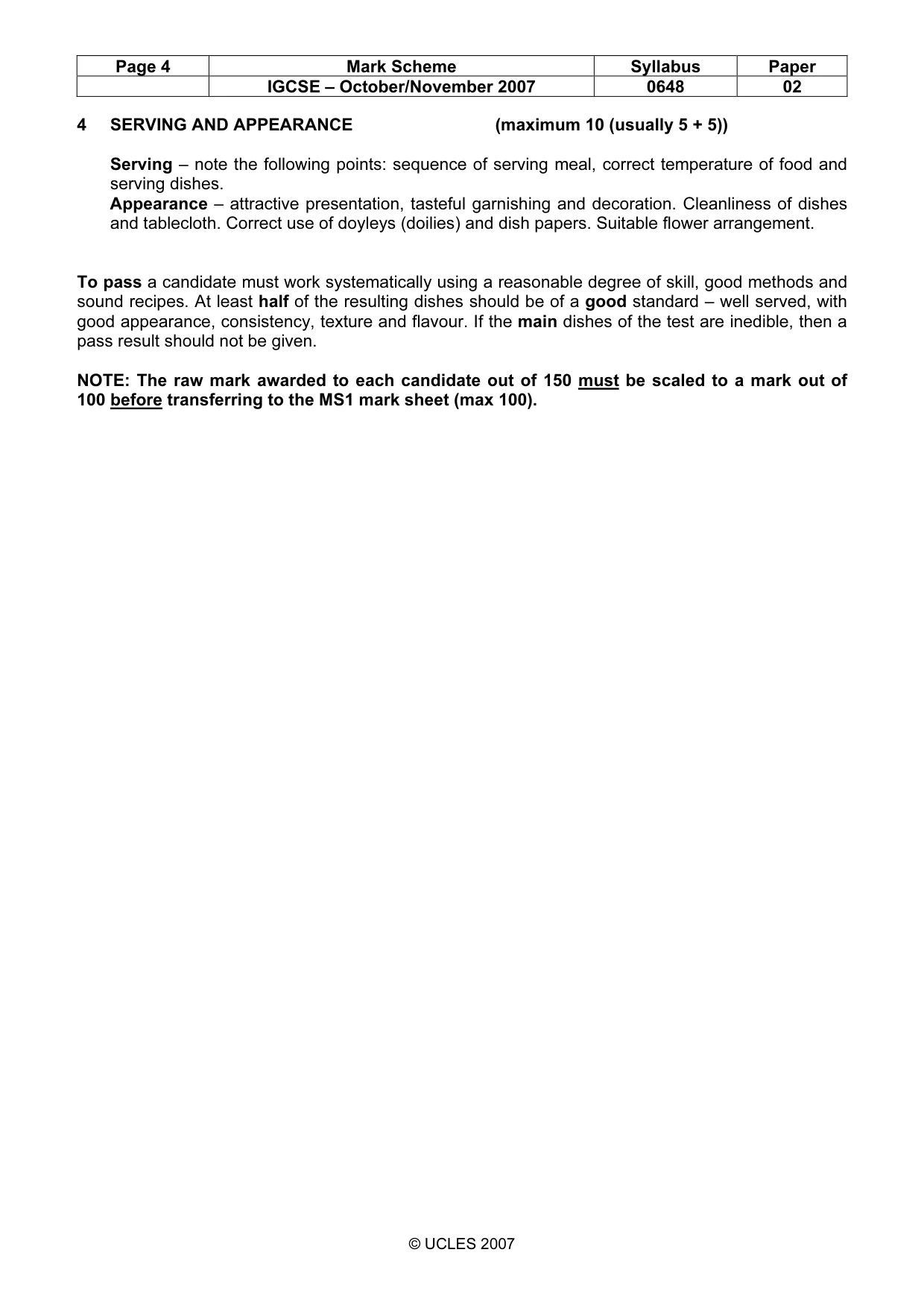 Mark scheme, page 4 of 5