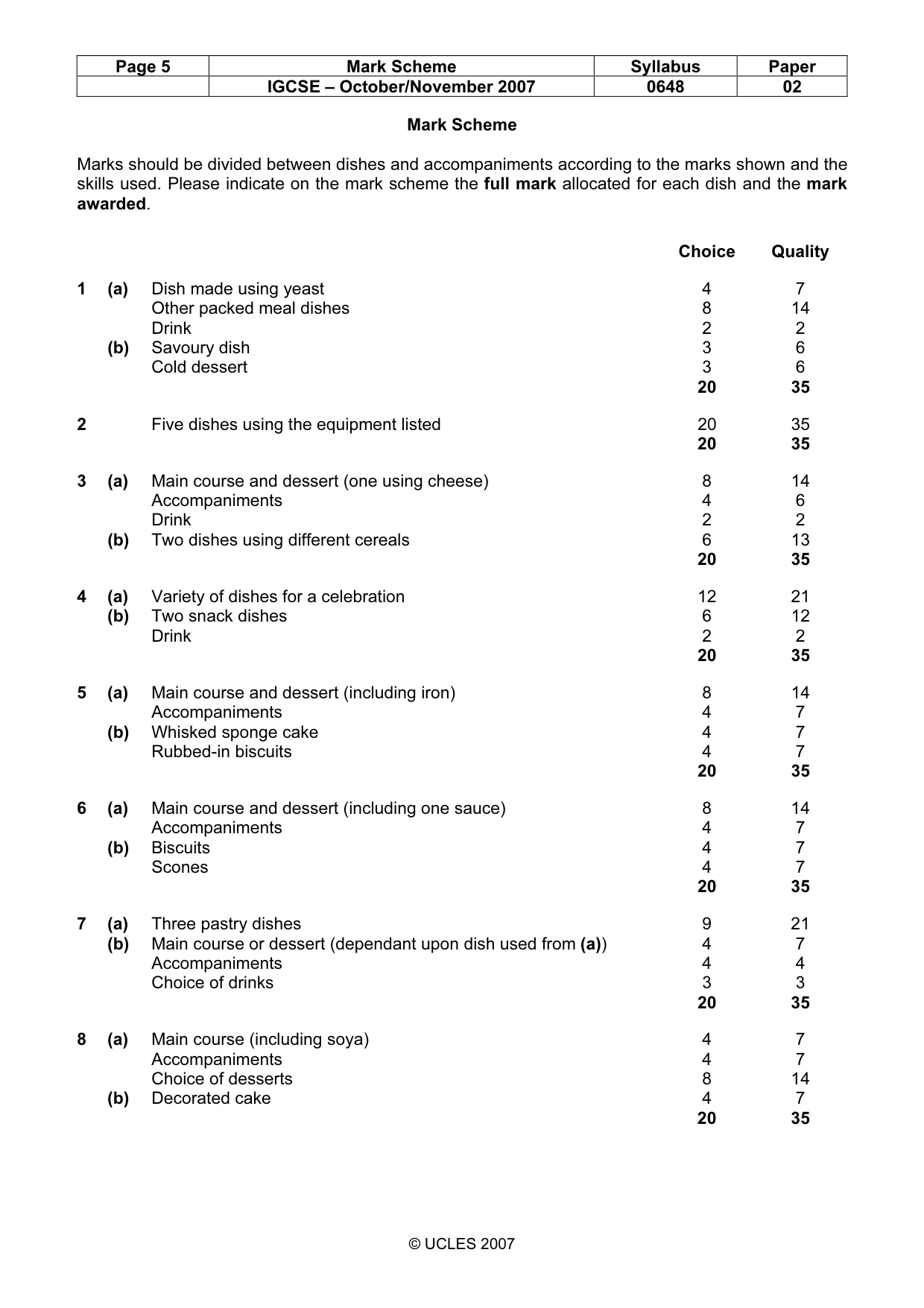 Mark scheme, page 5 of 5