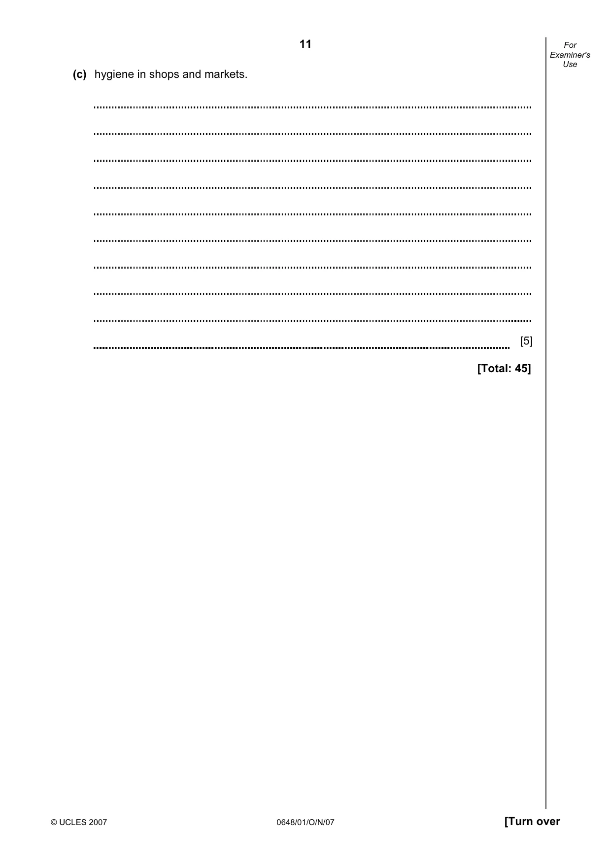 Cambridge IGCSE Food and Nutrition 0648 2007 Oct/Nov Paper 1 · Variant 1 question paper, page 11 of 16