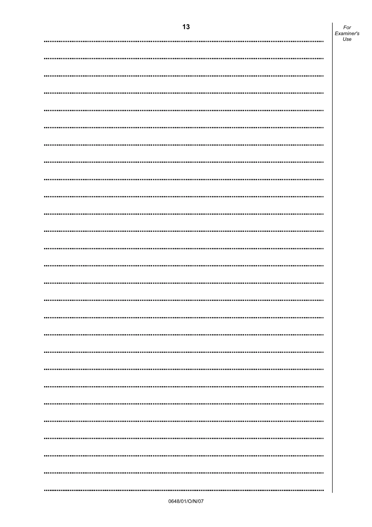 Cambridge IGCSE Food and Nutrition 0648 2007 Oct/Nov Paper 1 · Variant 1 question paper, page 13 of 16