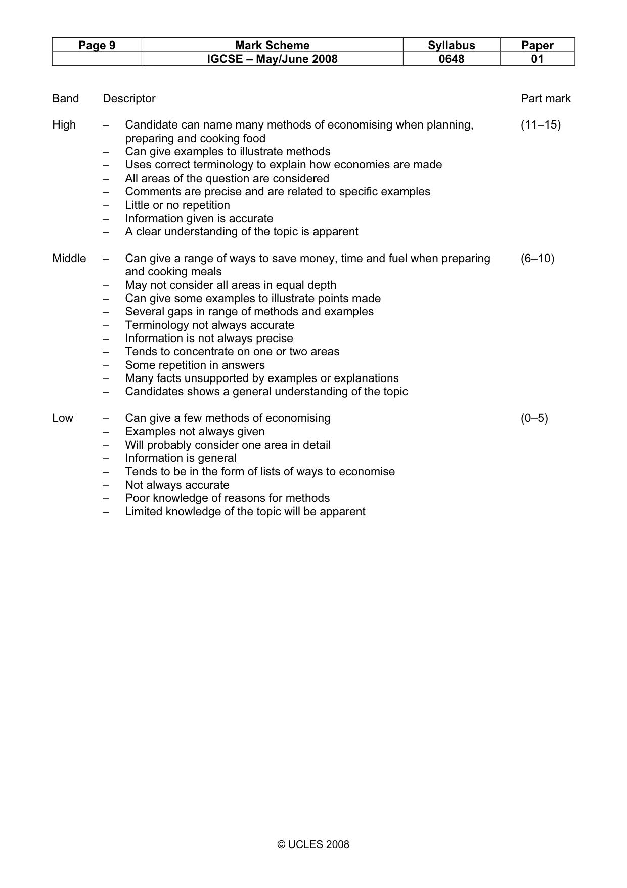 Mark scheme, page 9 of 11