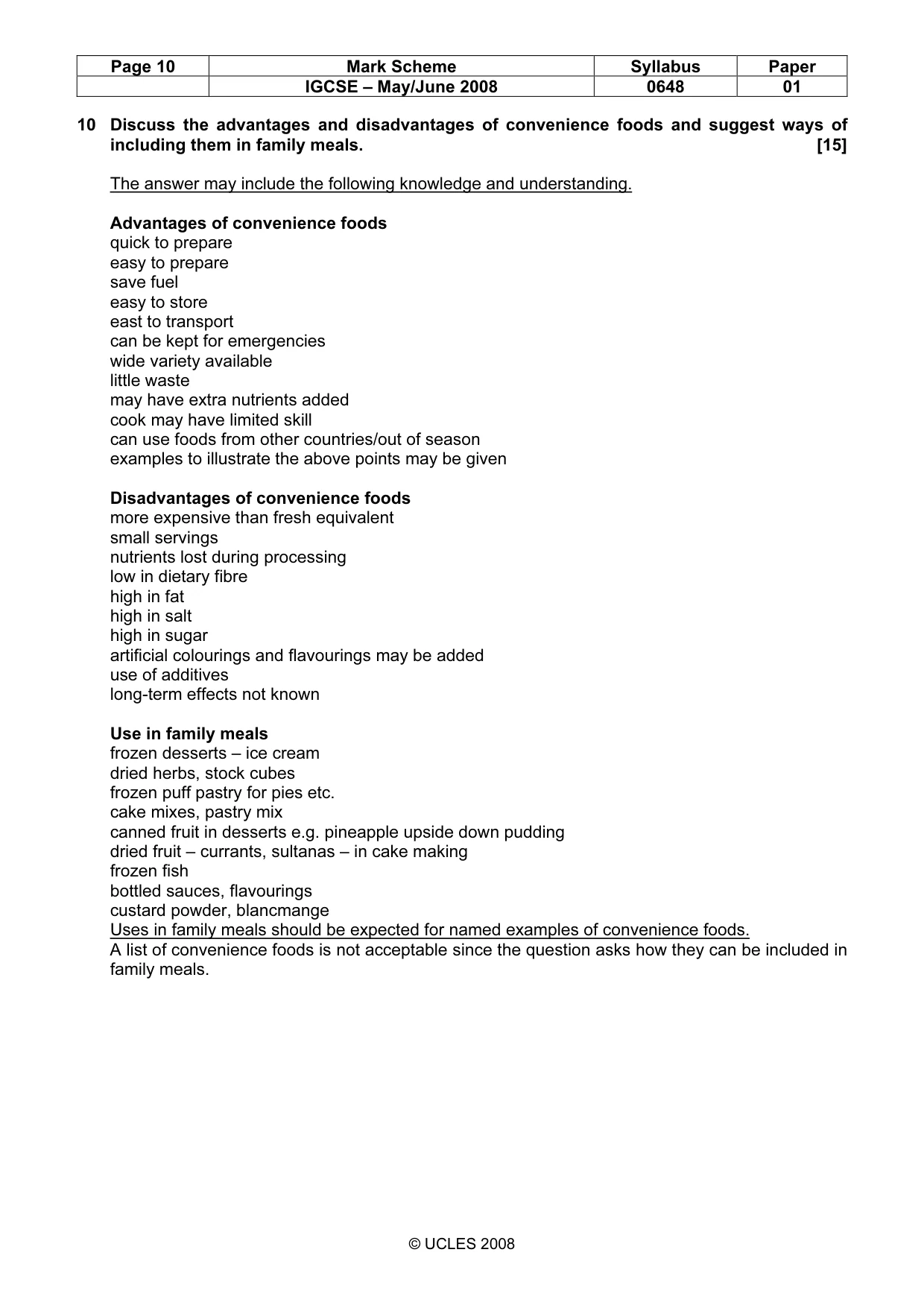 Mark scheme, page 10 of 11