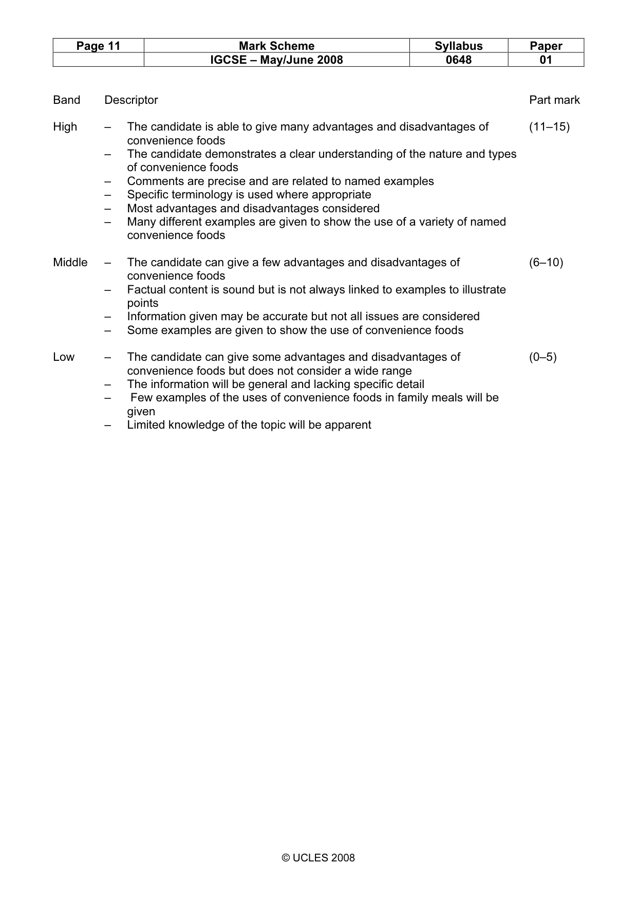 Mark scheme, page 11 of 11