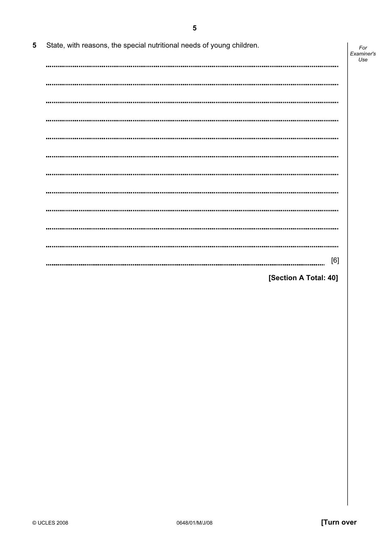 Cambridge IGCSE Food and Nutrition 0648 2008 May/June Paper 1 · Variant 1 question paper, page 5 of 16