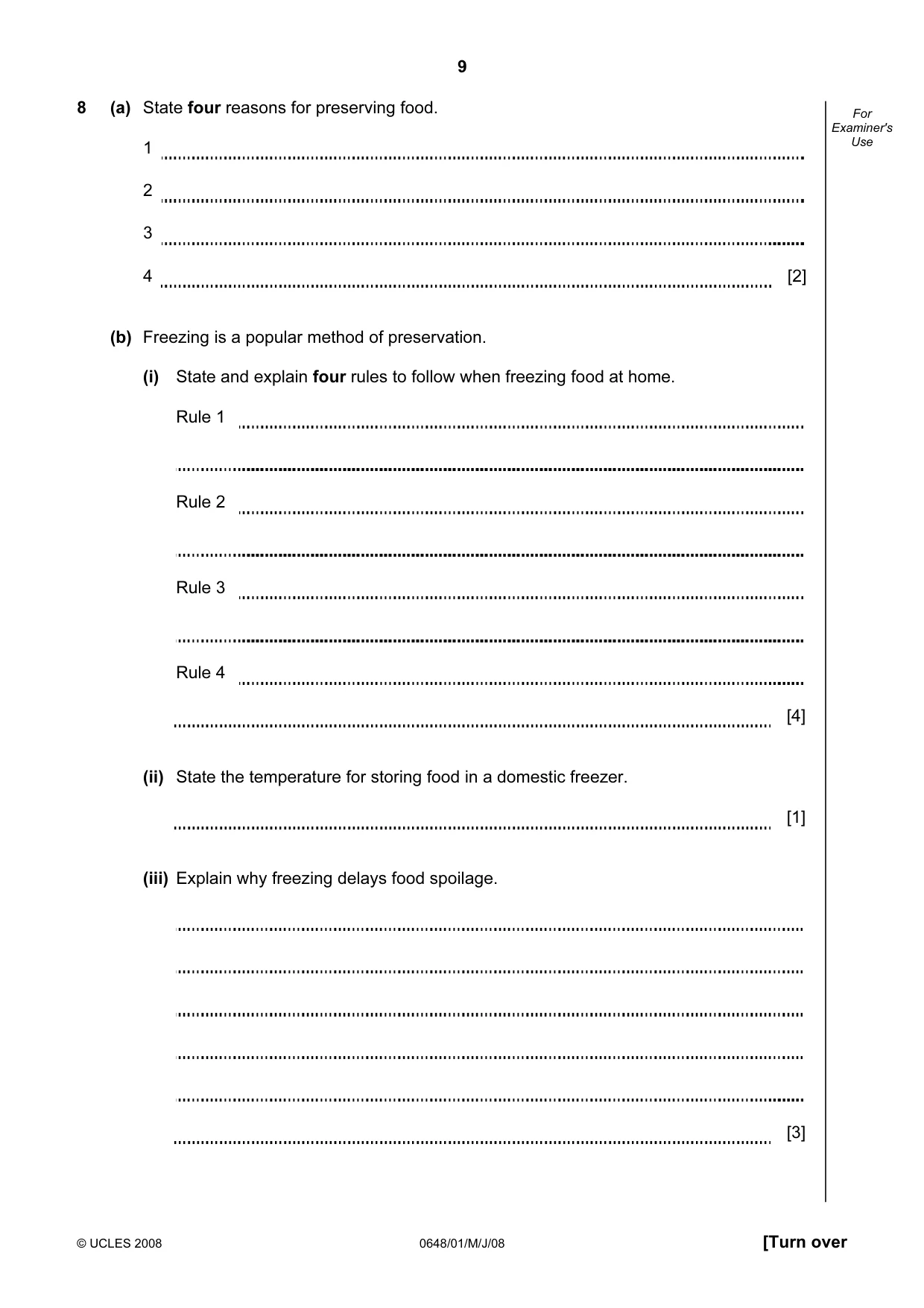 Cambridge IGCSE Food and Nutrition 0648 2008 May/June Paper 1 · Variant 1 question paper, page 9 of 16