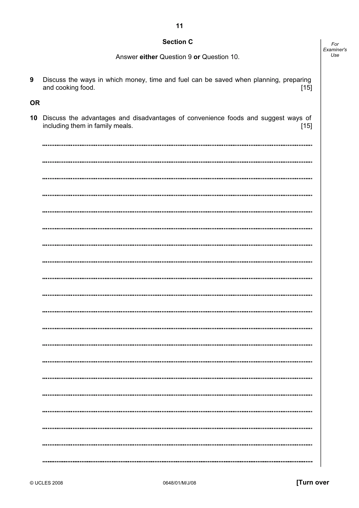 Cambridge IGCSE Food and Nutrition 0648 2008 May/June Paper 1 · Variant 1 question paper, page 11 of 16