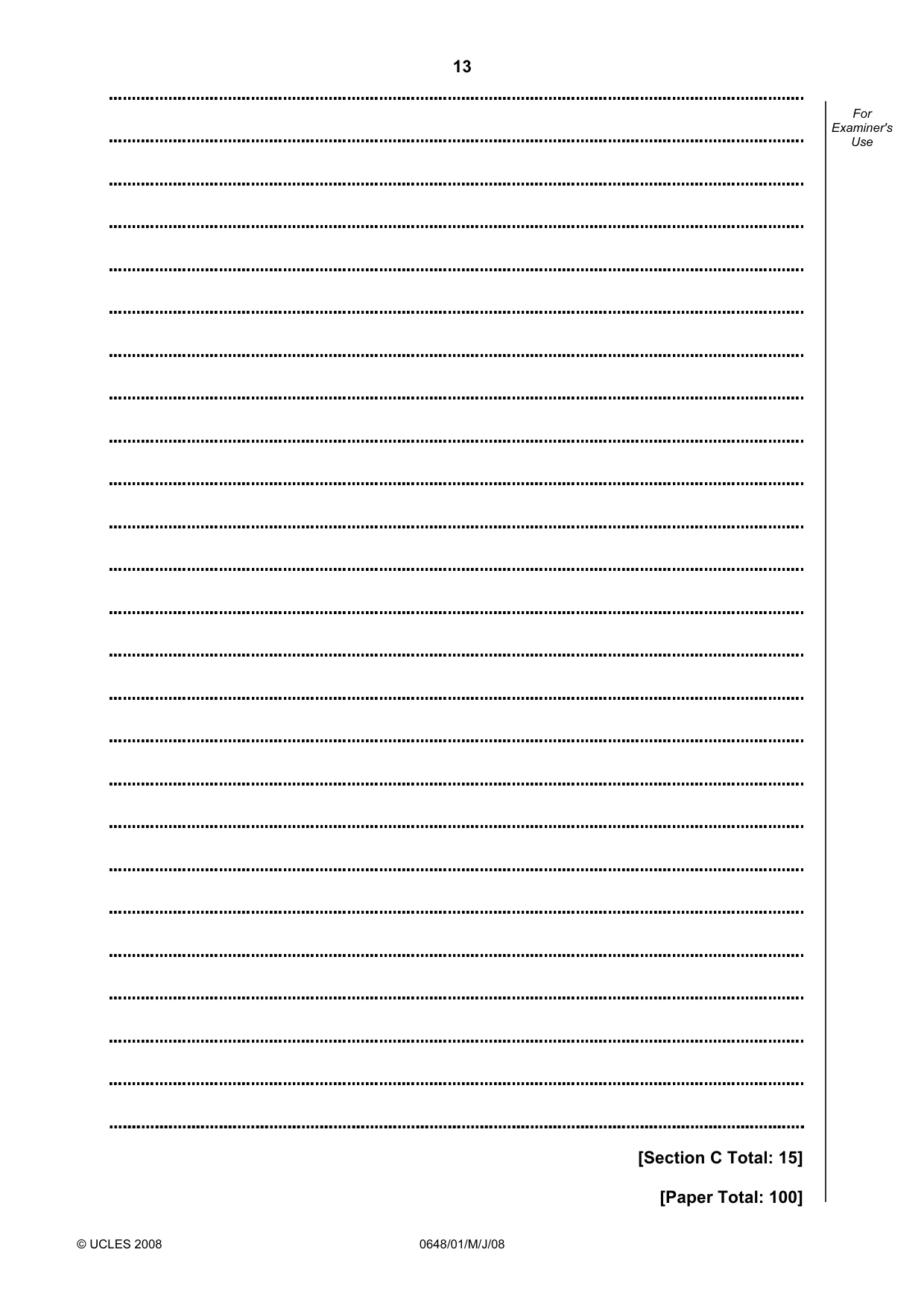 Cambridge IGCSE Food and Nutrition 0648 2008 May/June Paper 1 · Variant 1 question paper, page 13 of 16