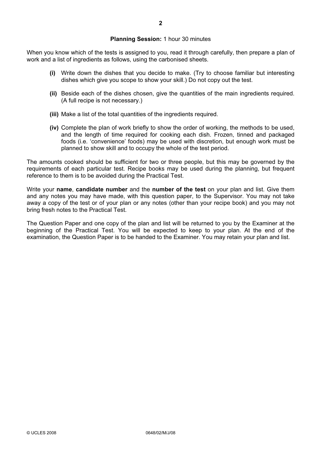 Cambridge IGCSE Food and Nutrition 0648 2008 May/June Paper 2 · Variant 1 question paper, page 2 of 4