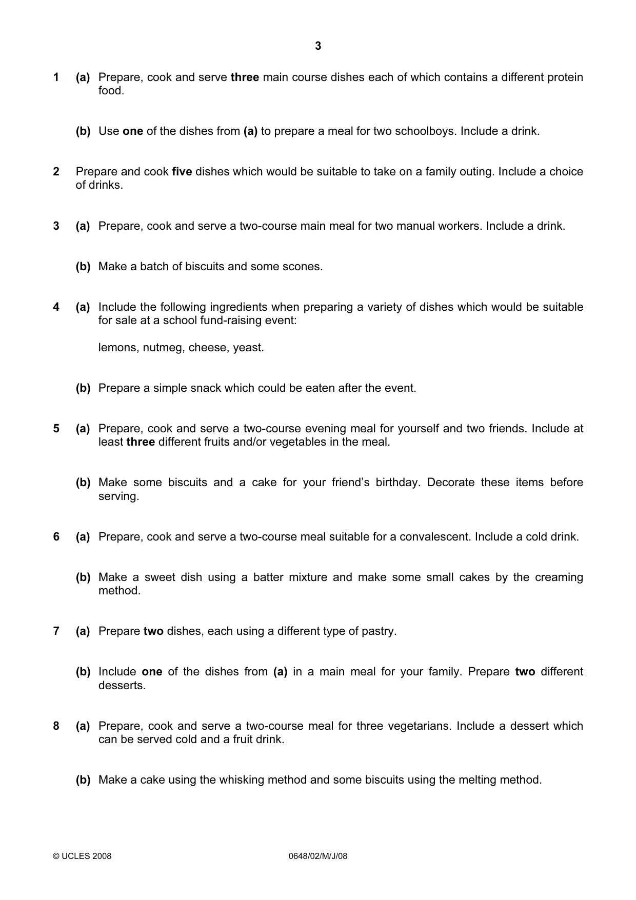Cambridge IGCSE Food and Nutrition 0648 2008 May/June Paper 2 · Variant 1 question paper, page 3 of 4