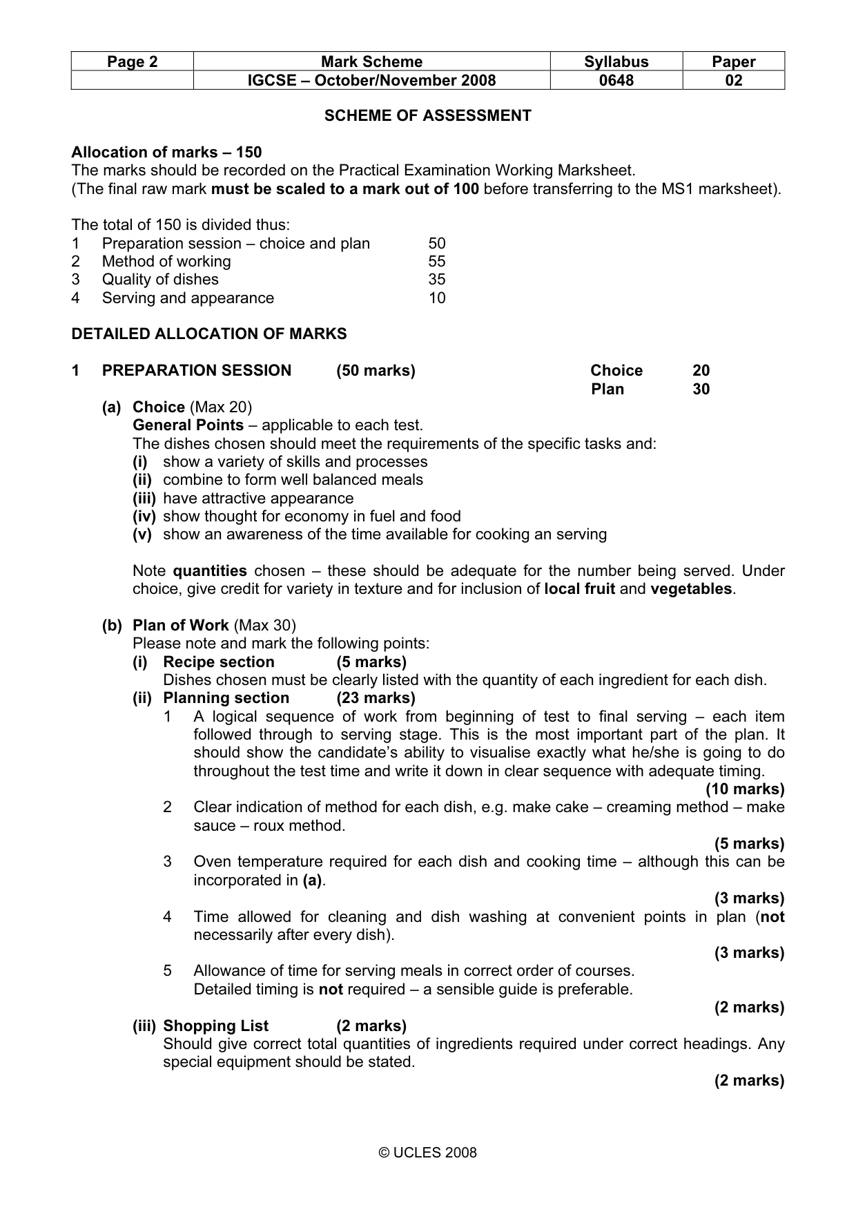 Mark scheme, page 2 of 4