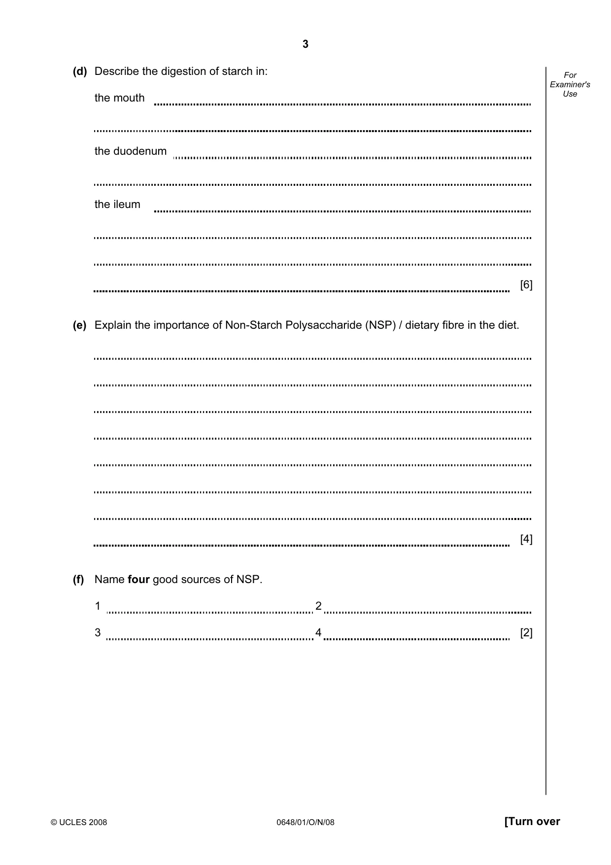 Cambridge IGCSE Food and Nutrition 0648 2008 Oct/Nov Paper 1 · Variant 1 question paper, page 3 of 16