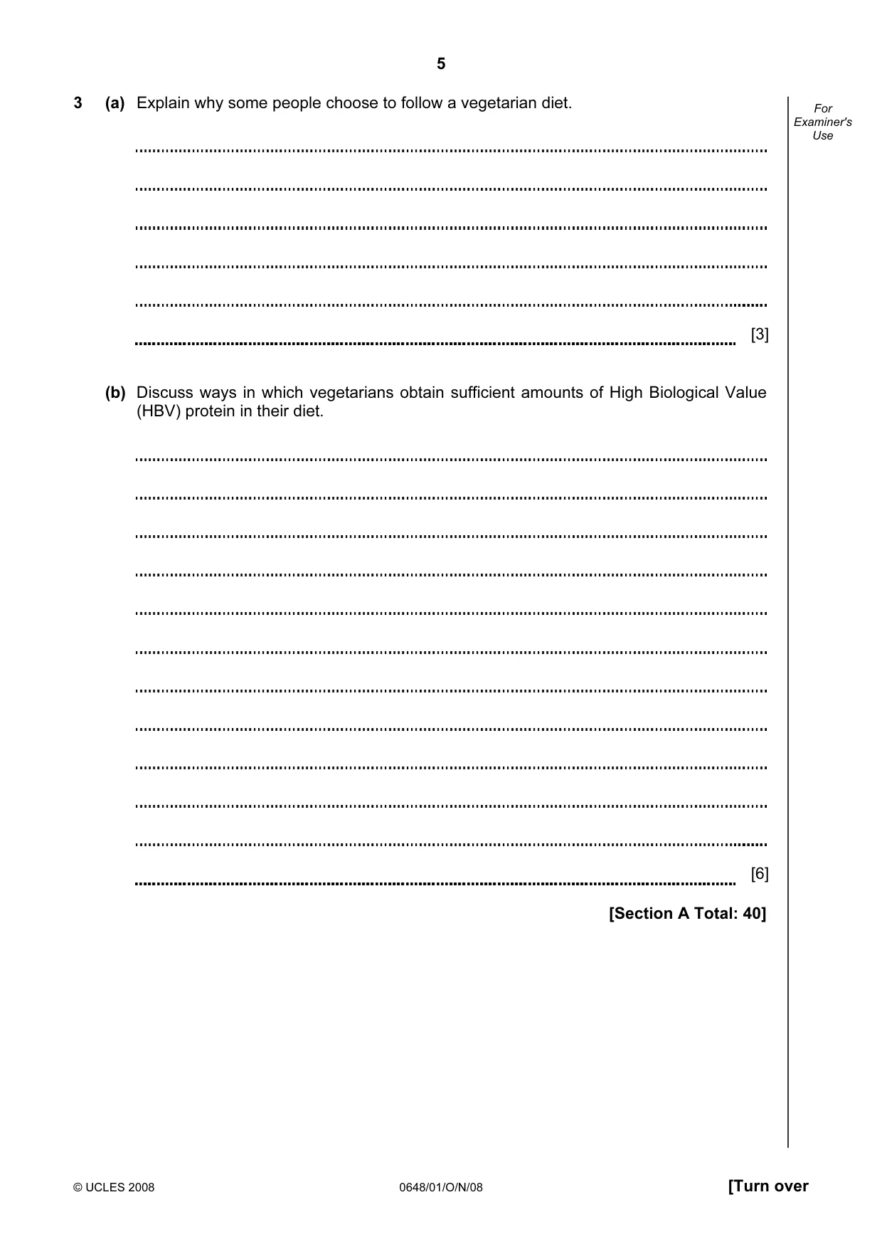 Cambridge IGCSE Food and Nutrition 0648 2008 Oct/Nov Paper 1 · Variant 1 question paper, page 5 of 16