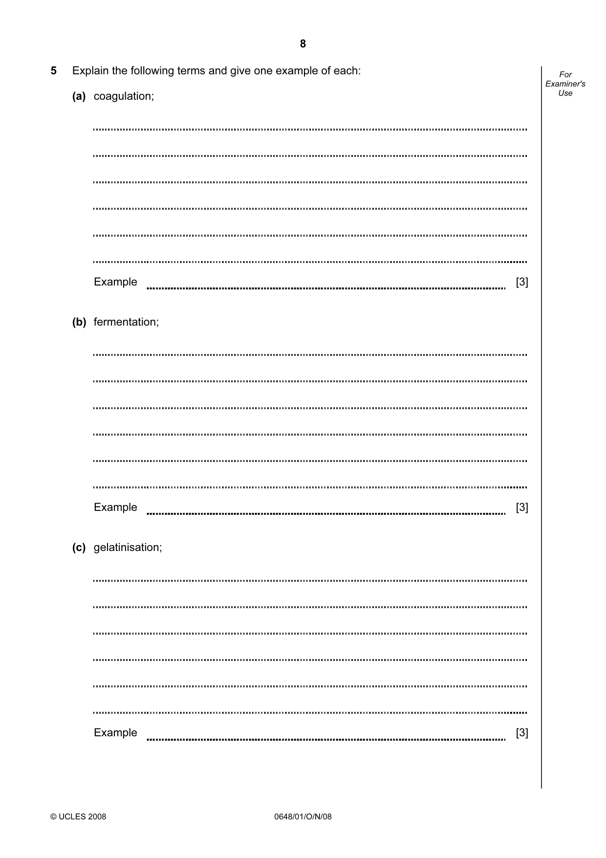 Cambridge IGCSE Food and Nutrition 0648 2008 Oct/Nov Paper 1 · Variant 1 question paper, page 8 of 16