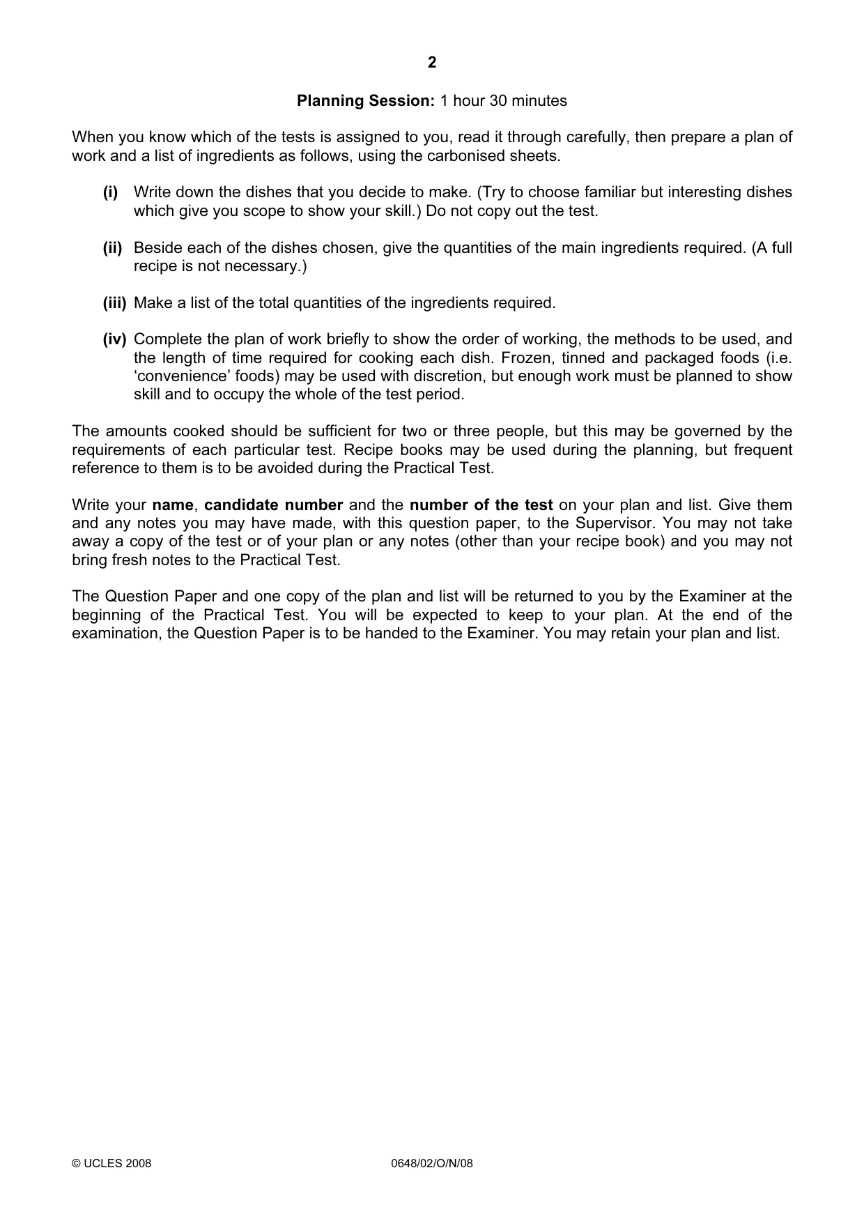 Cambridge IGCSE Food and Nutrition 0648 2008 Oct/Nov Paper 2 · Variant 1 question paper, page 2 of 4