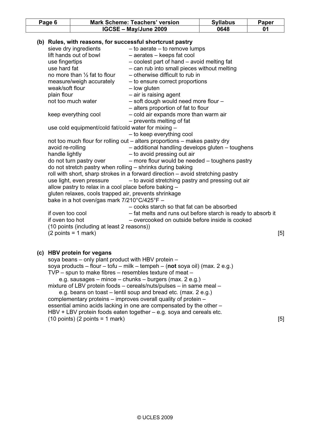 Mark scheme, page 6 of 12