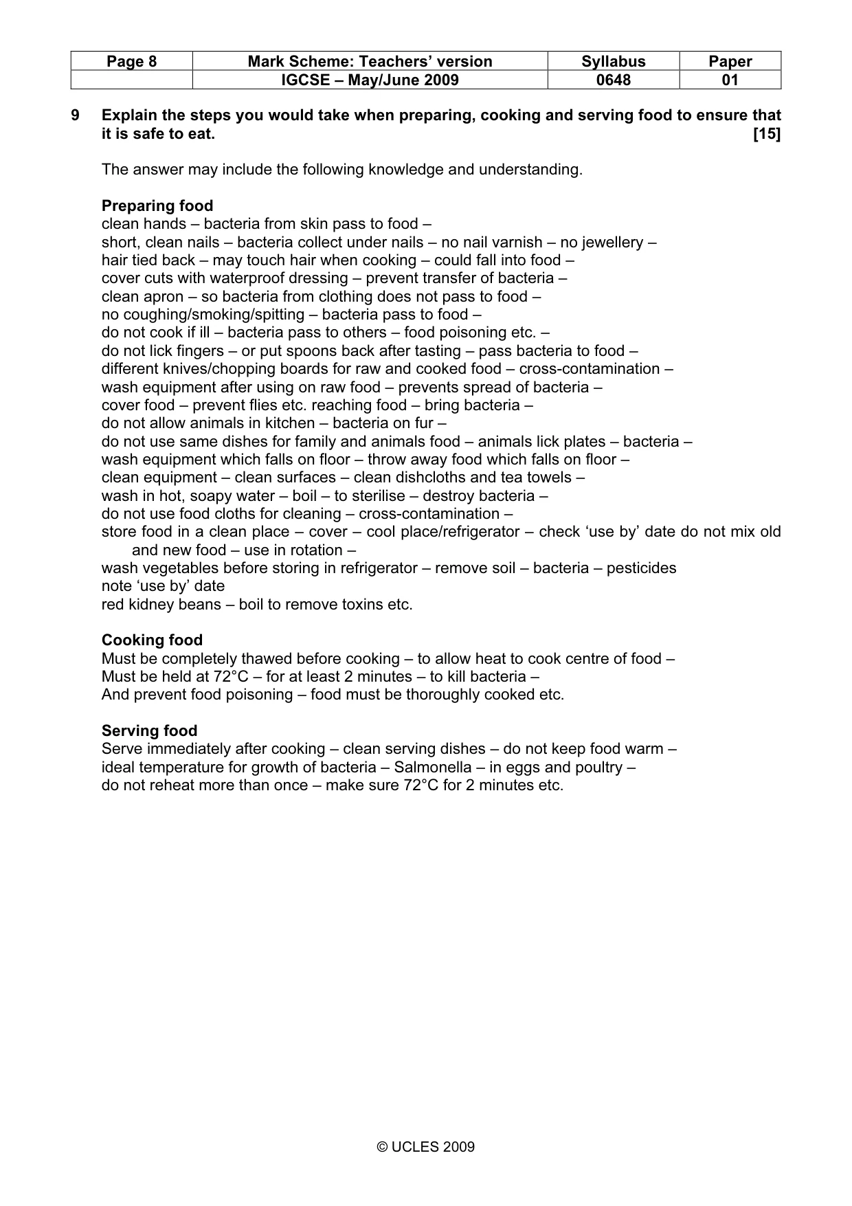 Mark scheme, page 8 of 12