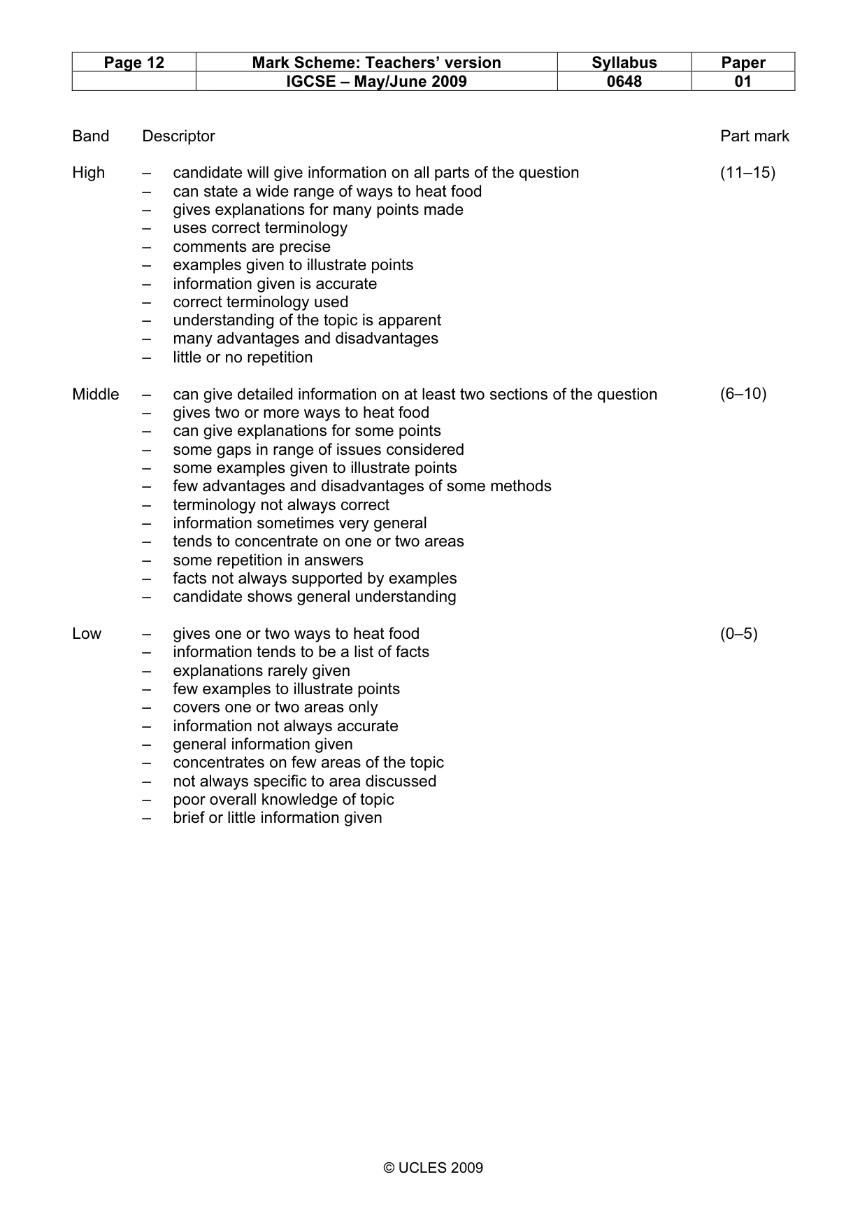 Mark scheme, page 12 of 12