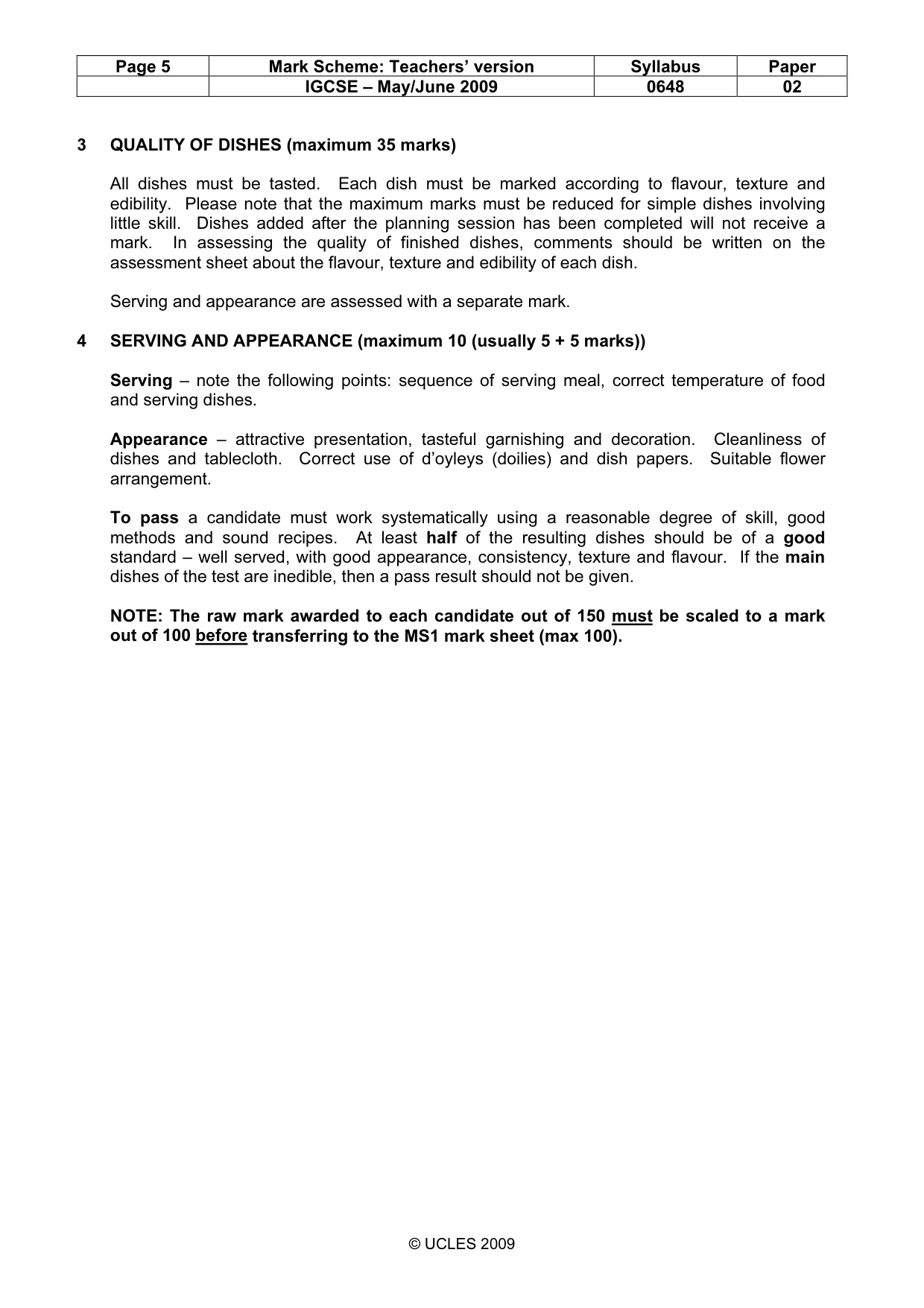 Mark scheme, page 5 of 7