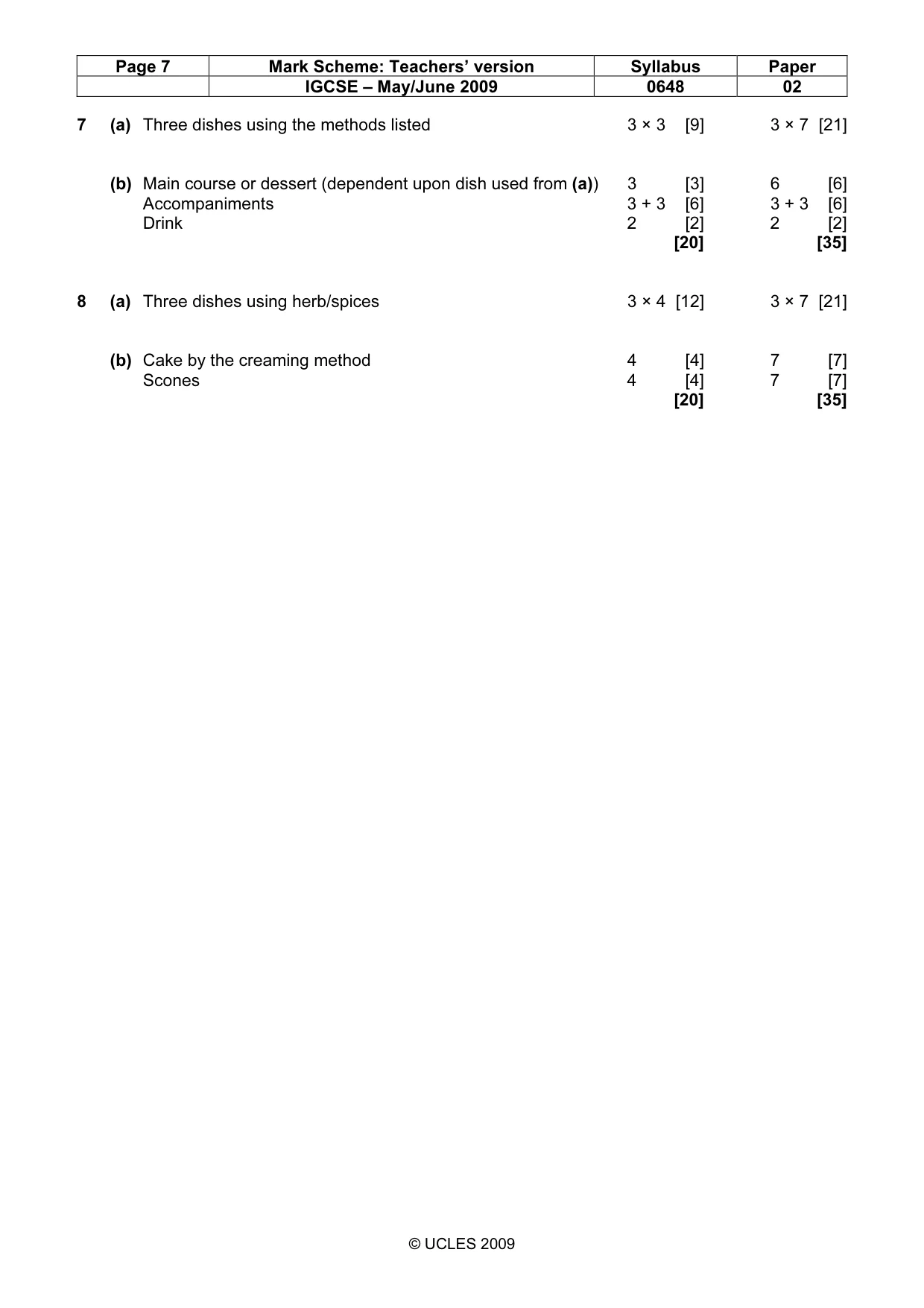 Mark scheme, page 7 of 7