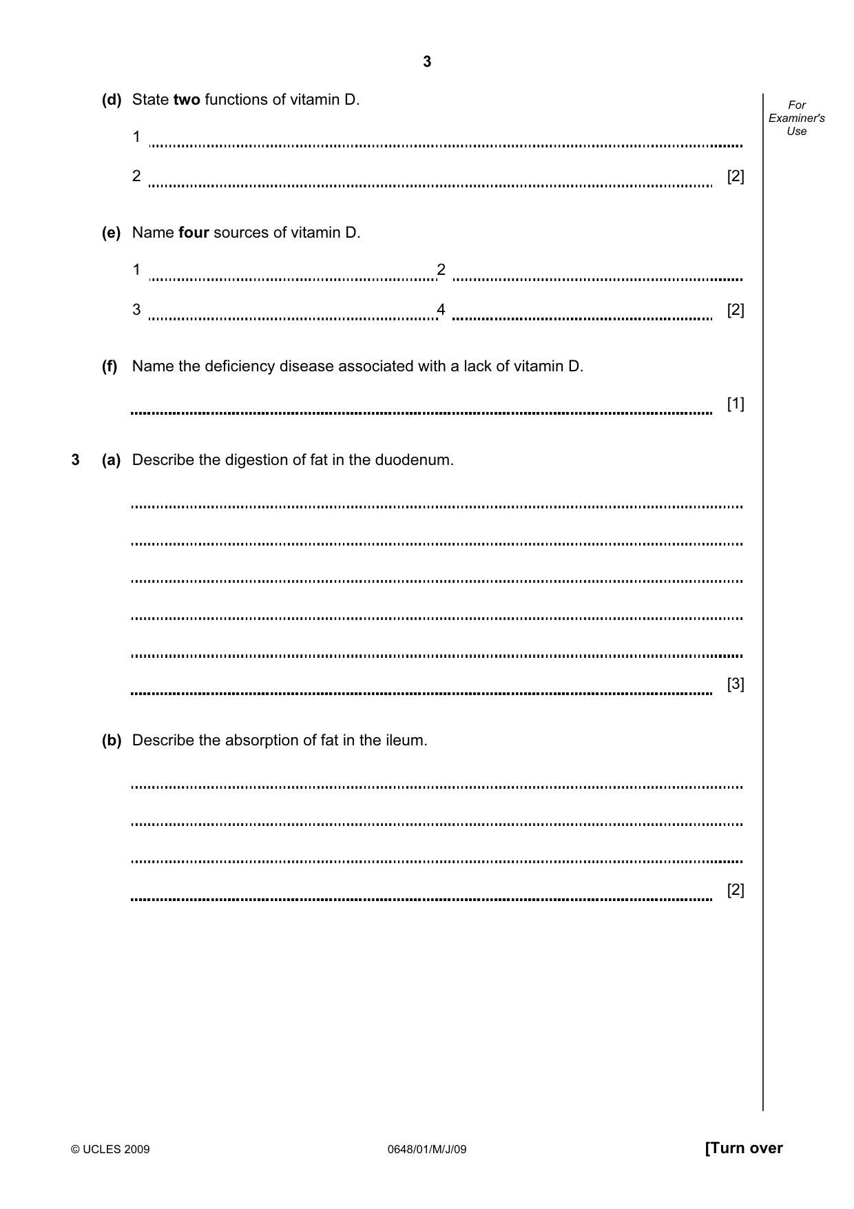 Cambridge IGCSE Food and Nutrition 0648 2009 May/June Paper 1 · Variant 1 question paper, page 3 of 16