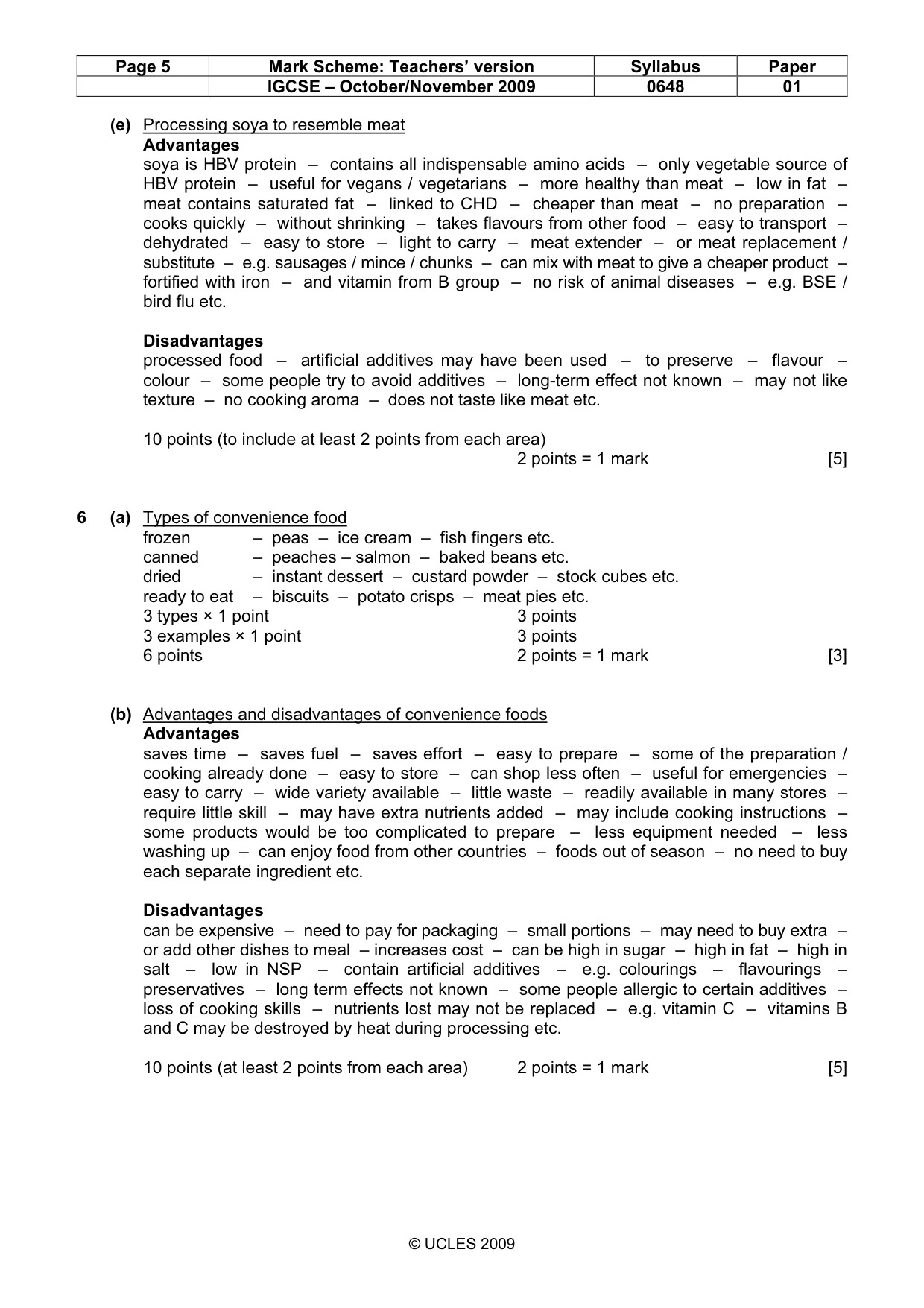 Mark scheme, page 5 of 11