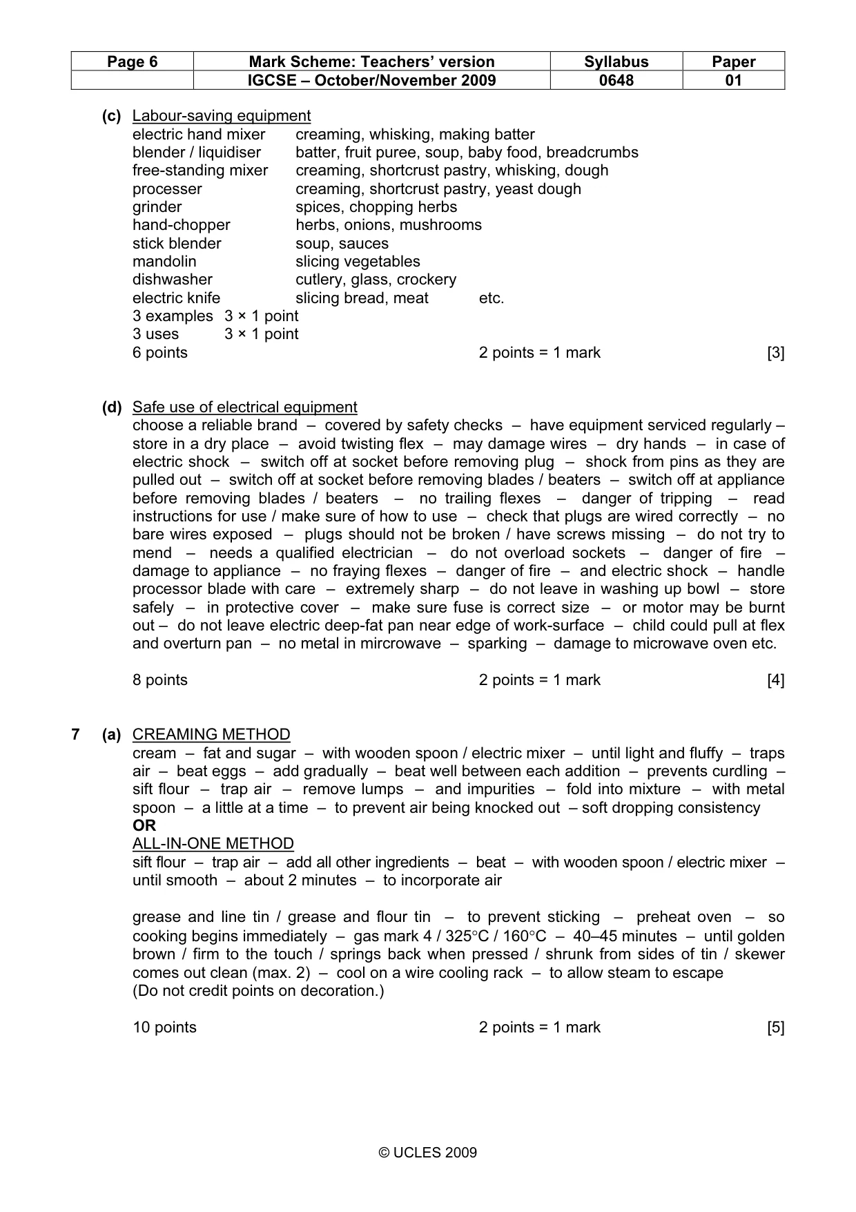 Mark scheme, page 6 of 11