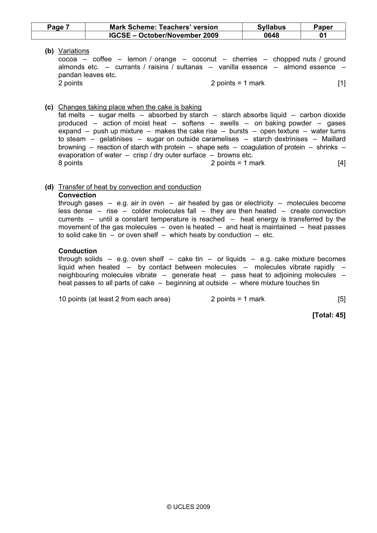 Mark scheme, page 7 of 11