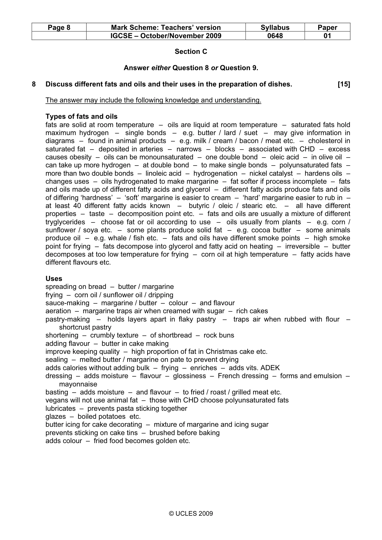 Mark scheme, page 8 of 11