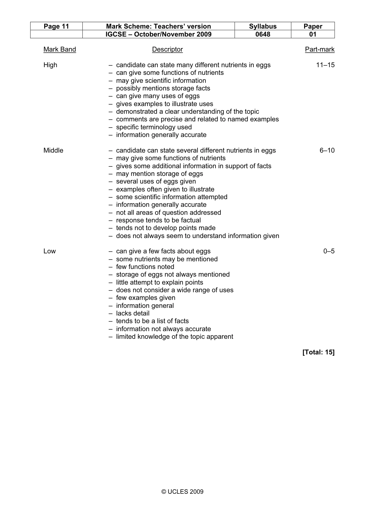 Mark scheme, page 11 of 11