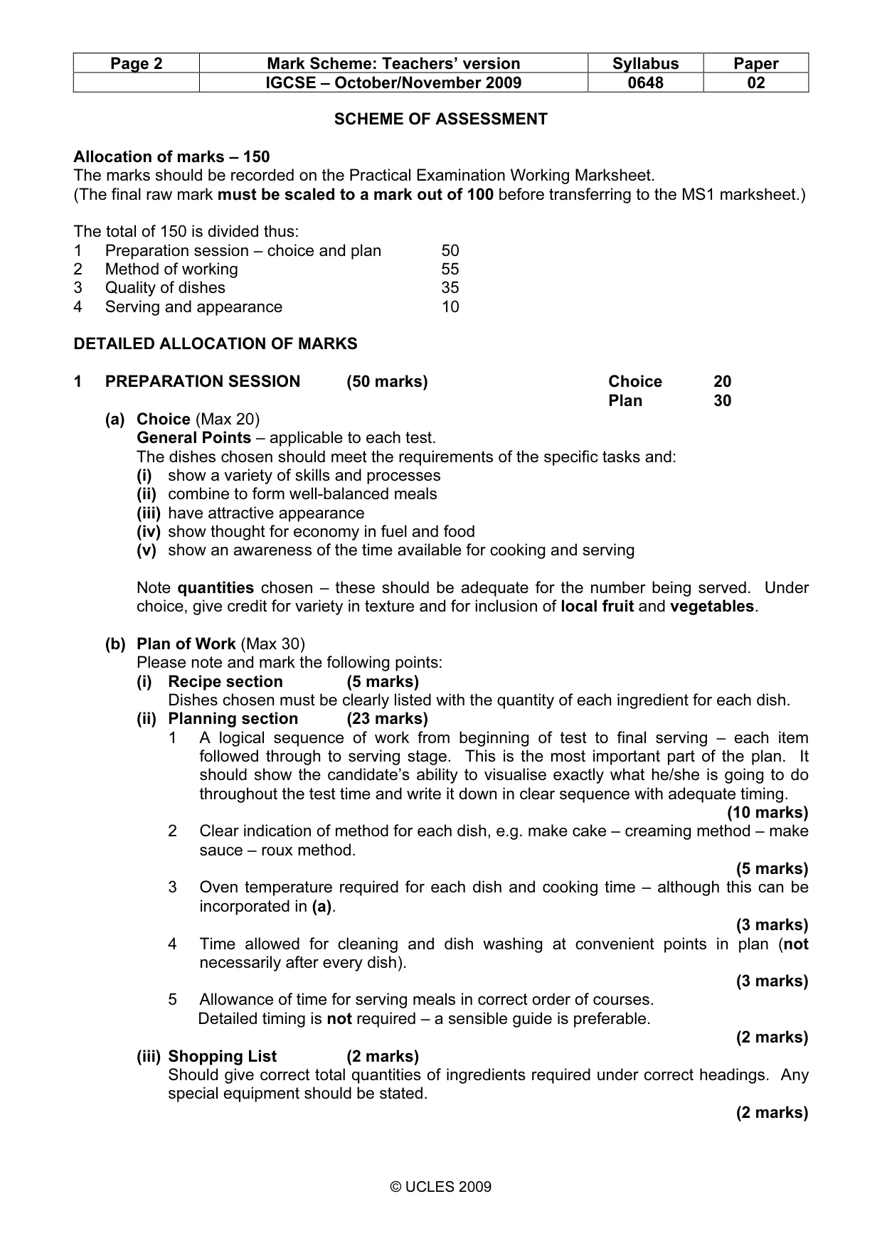 Mark scheme, page 2 of 4