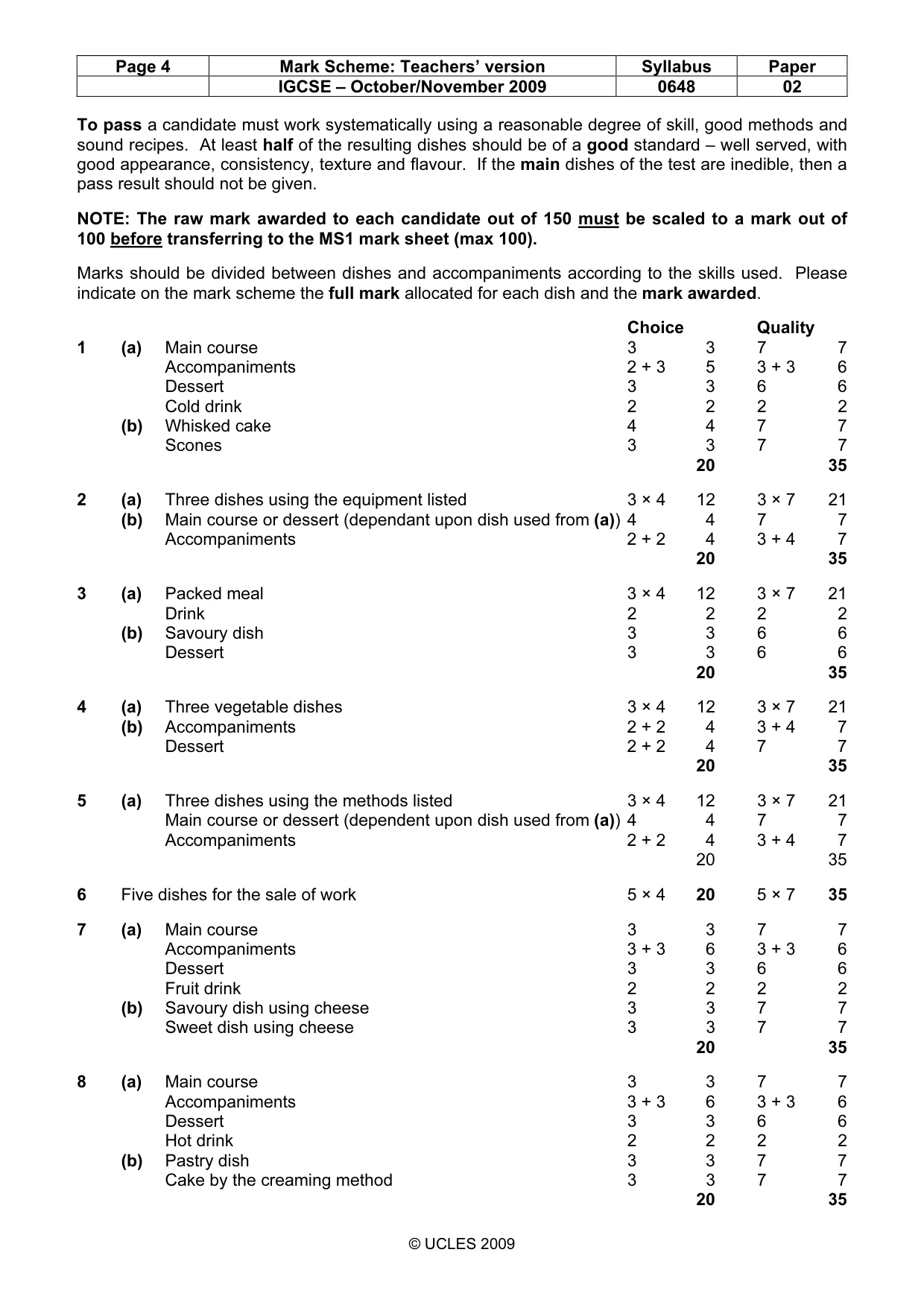 Mark scheme, page 4 of 4