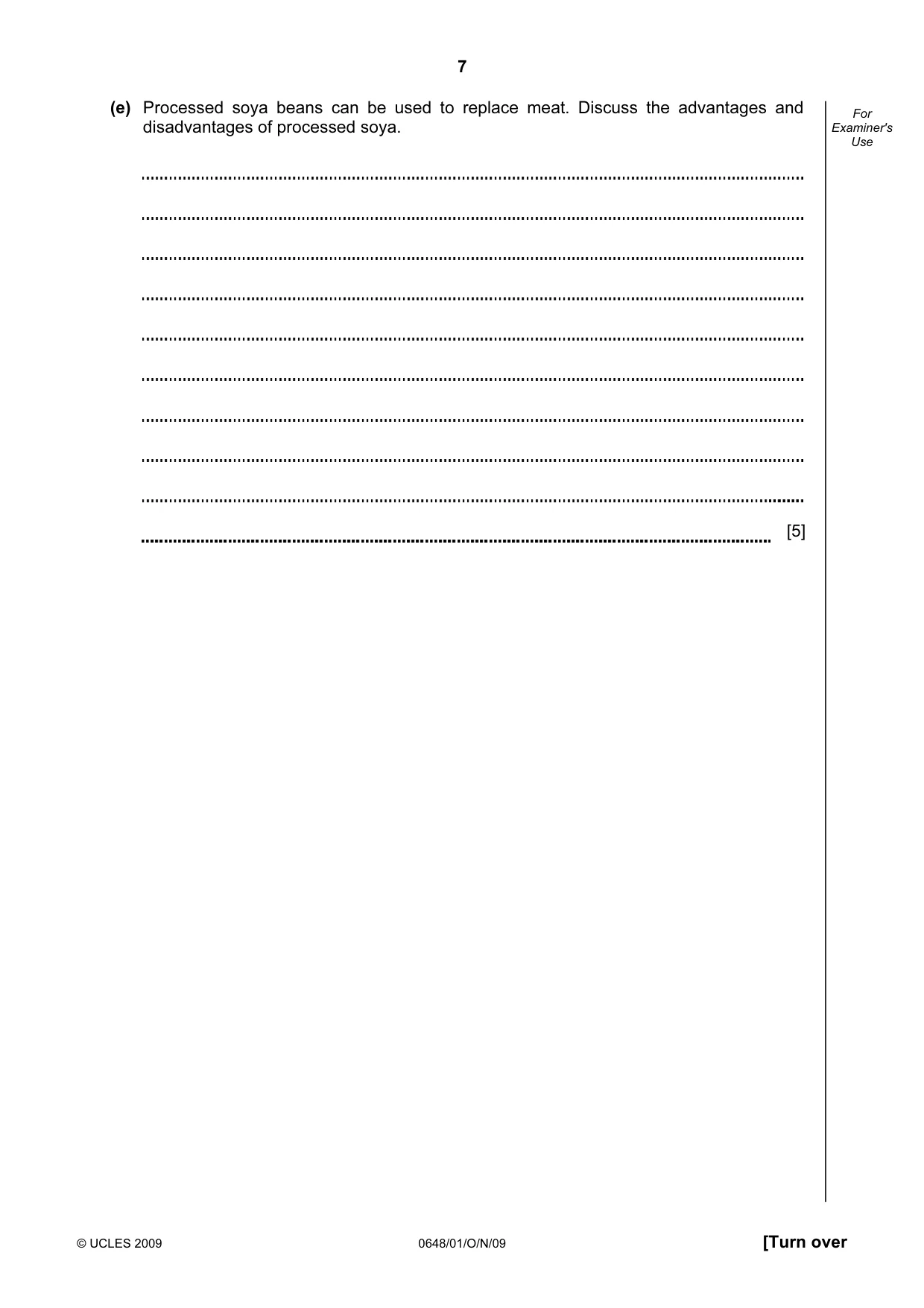 Cambridge IGCSE Food and Nutrition 0648 2009 Oct/Nov Paper 1 · Variant 1 question paper, page 7 of 16