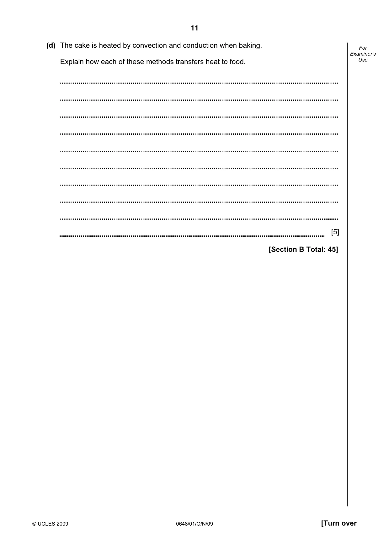 Cambridge IGCSE Food and Nutrition 0648 2009 Oct/Nov Paper 1 · Variant 1 question paper, page 11 of 16