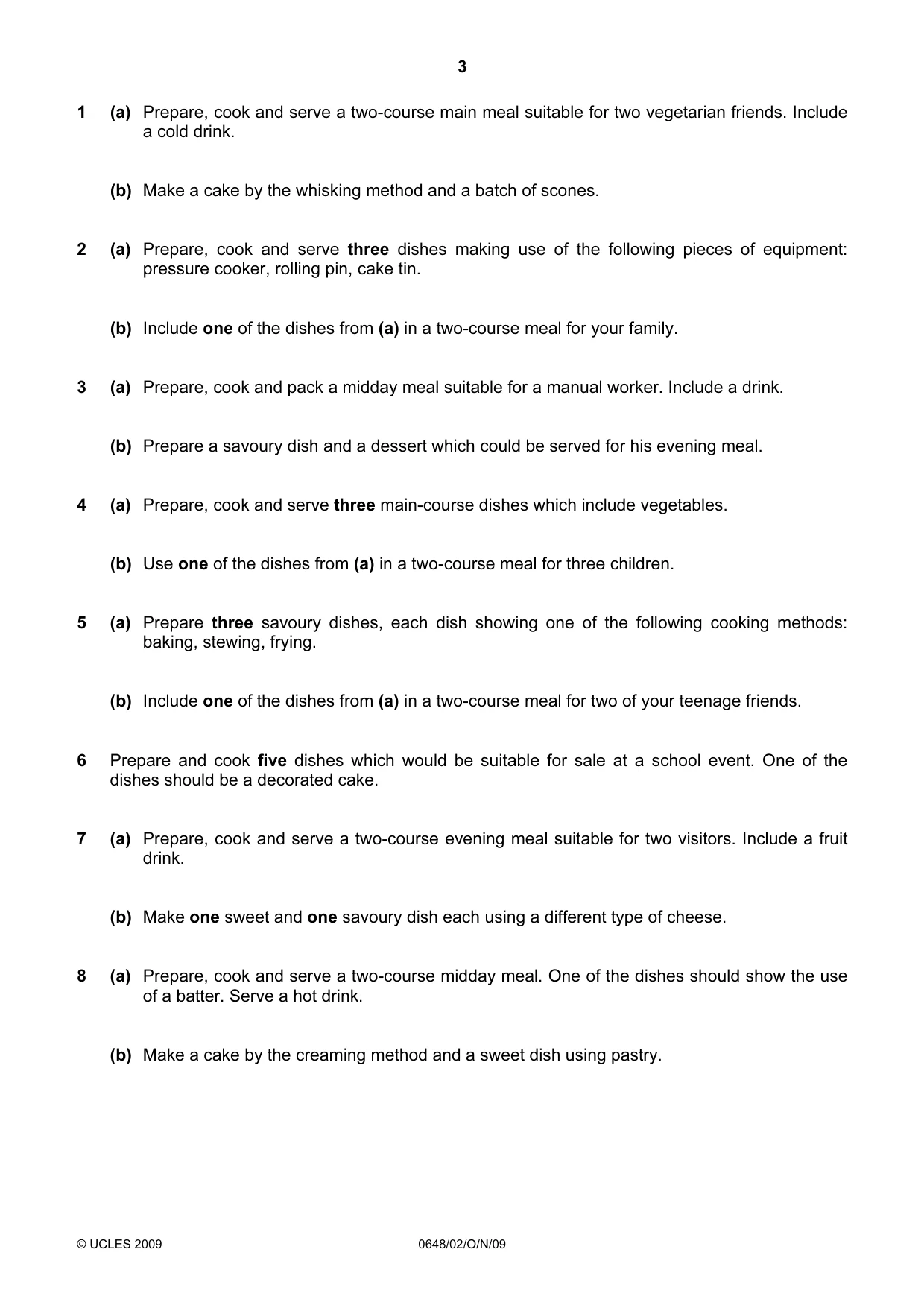 Cambridge IGCSE Food and Nutrition 0648 2009 Oct/Nov Paper 2 · Variant 1 question paper, page 3 of 4