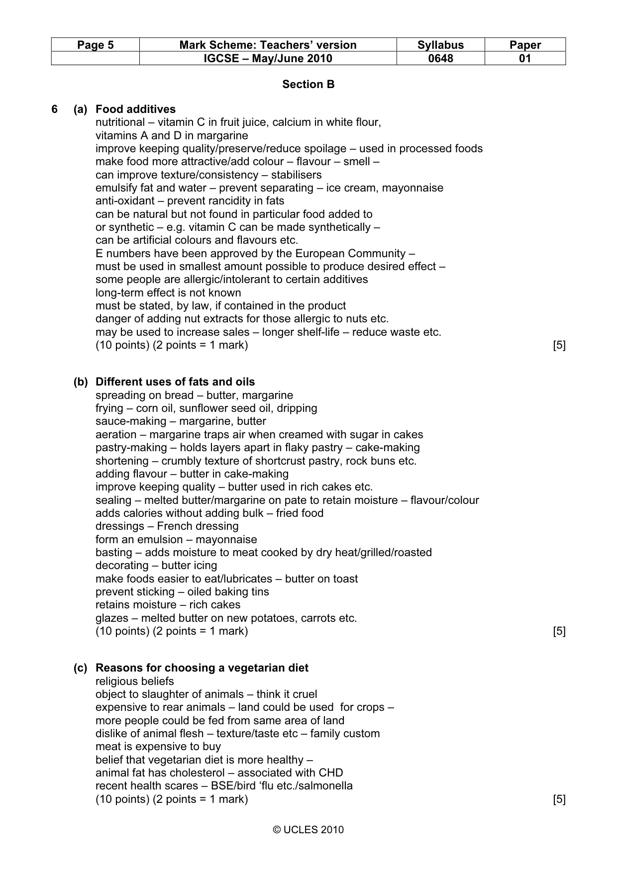 Mark scheme, page 5 of 12
