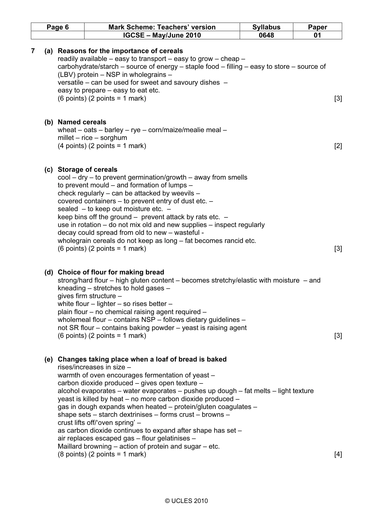 Mark scheme, page 6 of 12