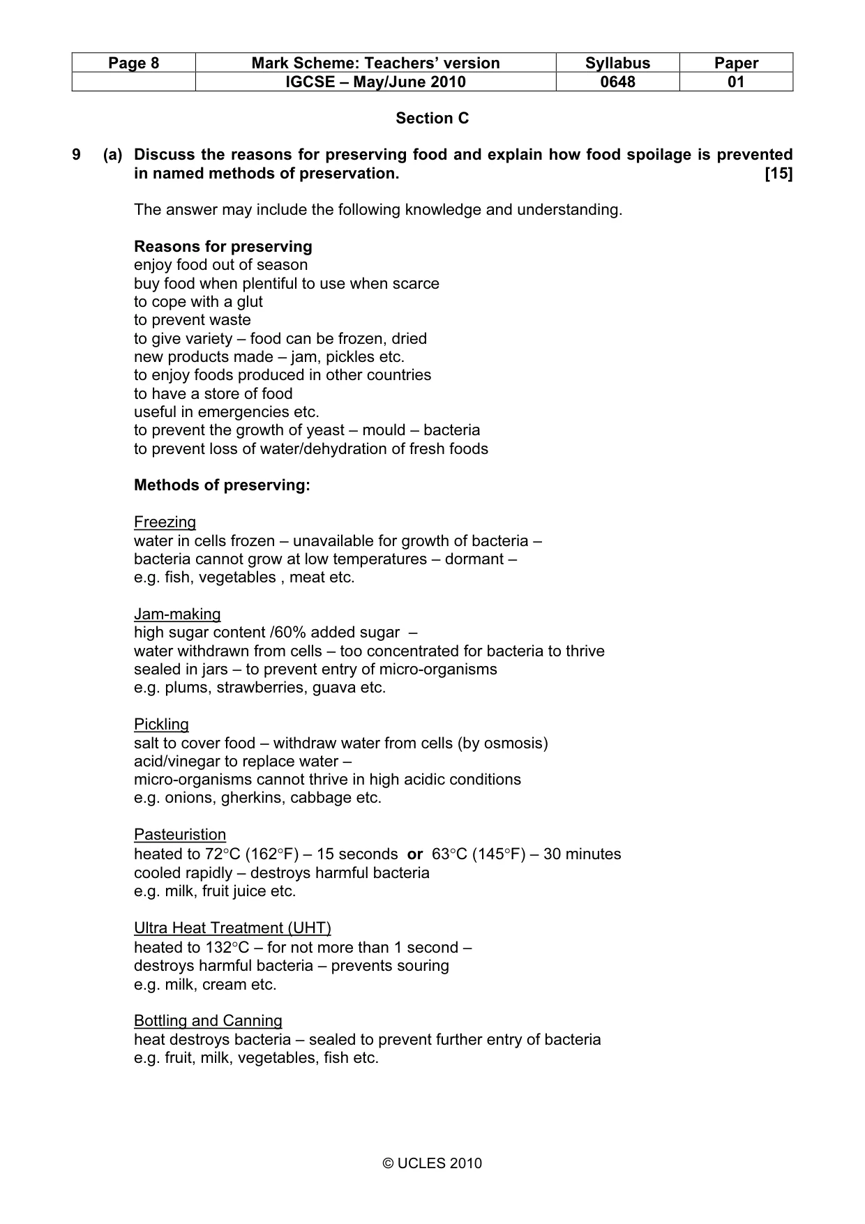 Mark scheme, page 8 of 12