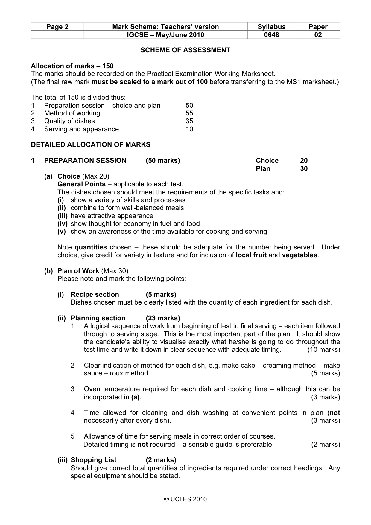 Mark scheme, page 2 of 4