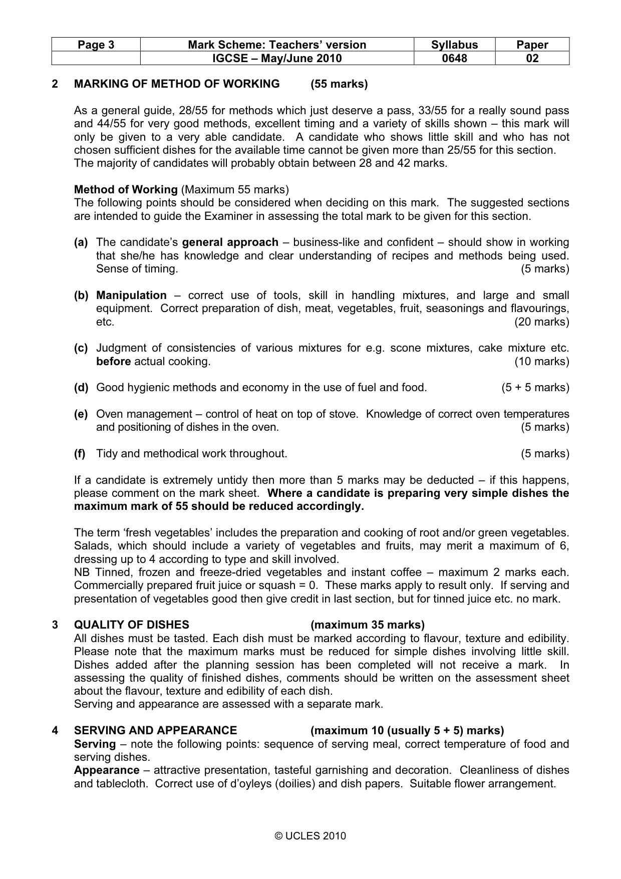 Mark scheme, page 3 of 4