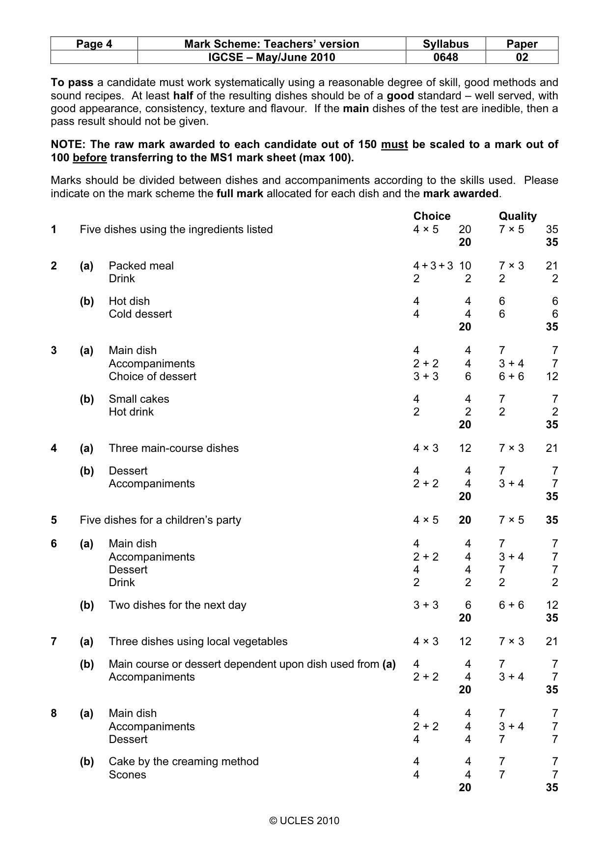 Mark scheme, page 4 of 4
