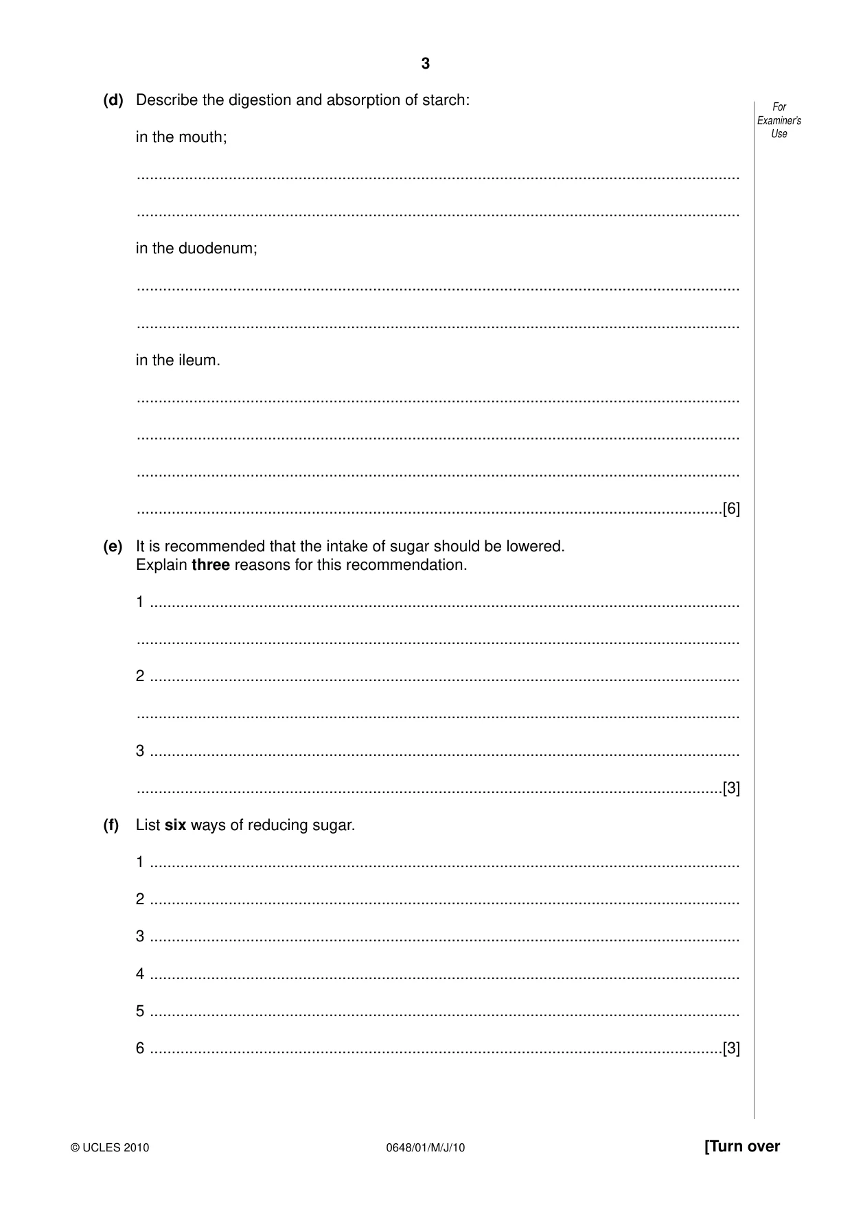 Cambridge IGCSE Food and Nutrition 0648 2010 May/June Paper 1 · Variant 1 question paper, page 3 of 16