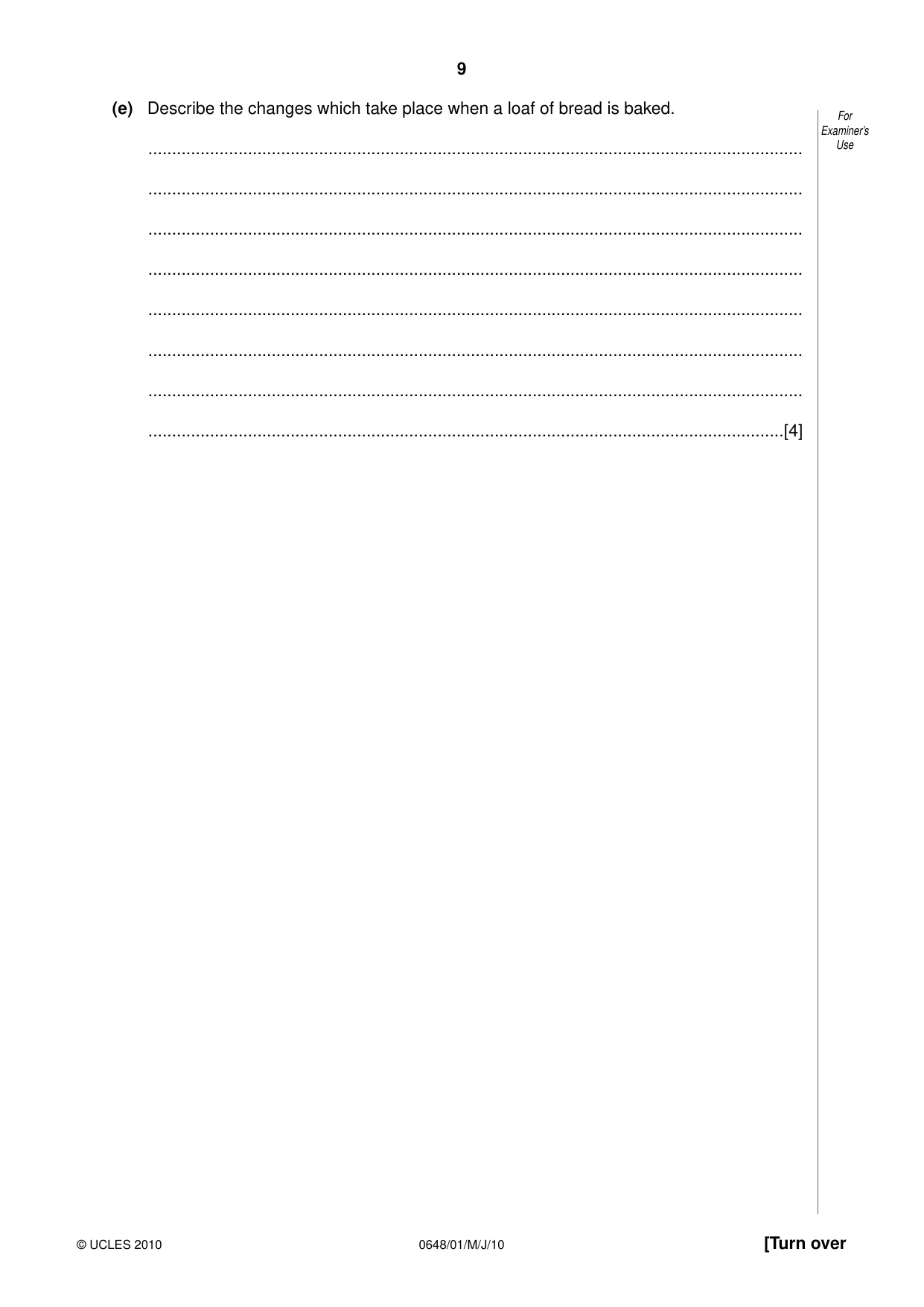 Cambridge IGCSE Food and Nutrition 0648 2010 May/June Paper 1 · Variant 1 question paper, page 9 of 16
