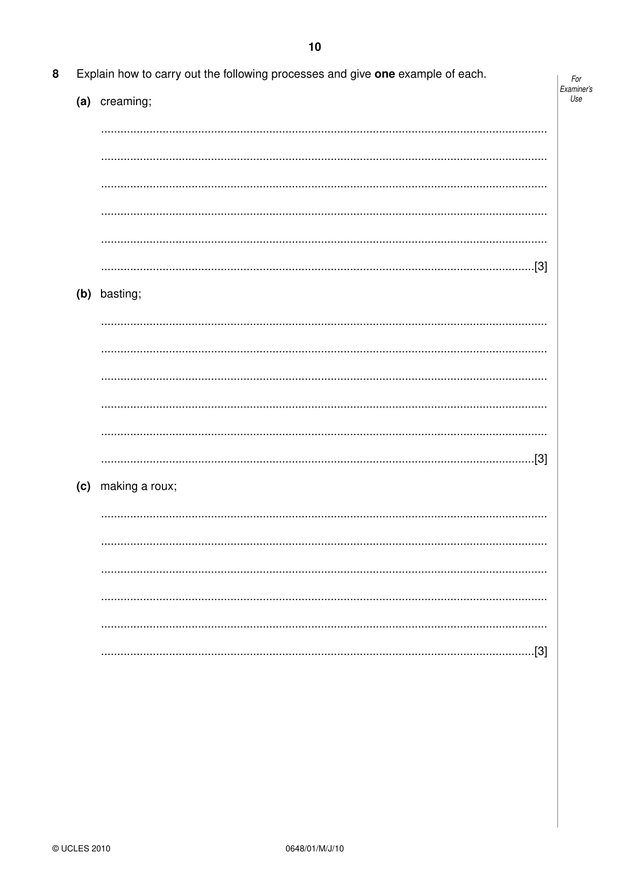 Cambridge IGCSE Food and Nutrition 0648 2010 May/June Paper 1 · Variant 1 question paper, page 10 of 16