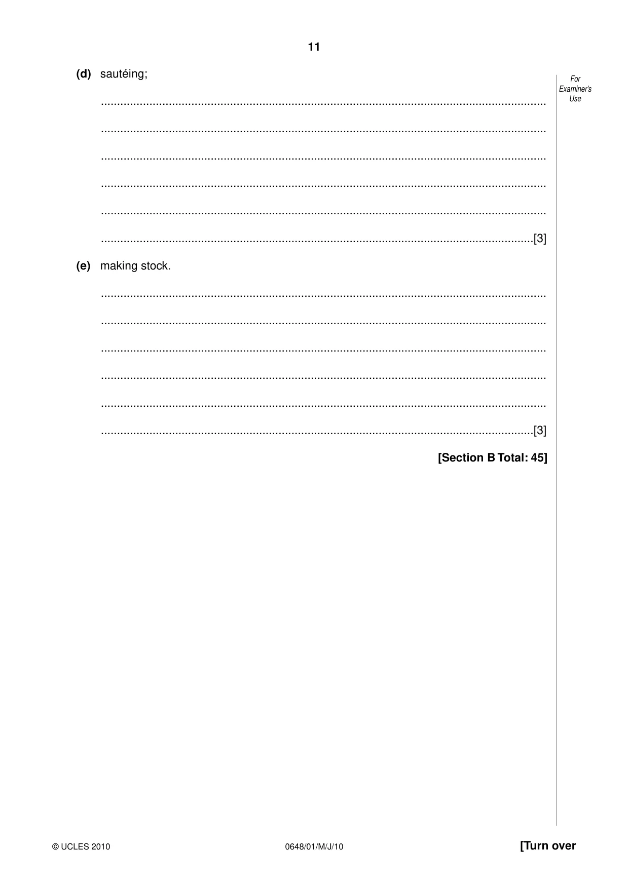 Cambridge IGCSE Food and Nutrition 0648 2010 May/June Paper 1 · Variant 1 question paper, page 11 of 16
