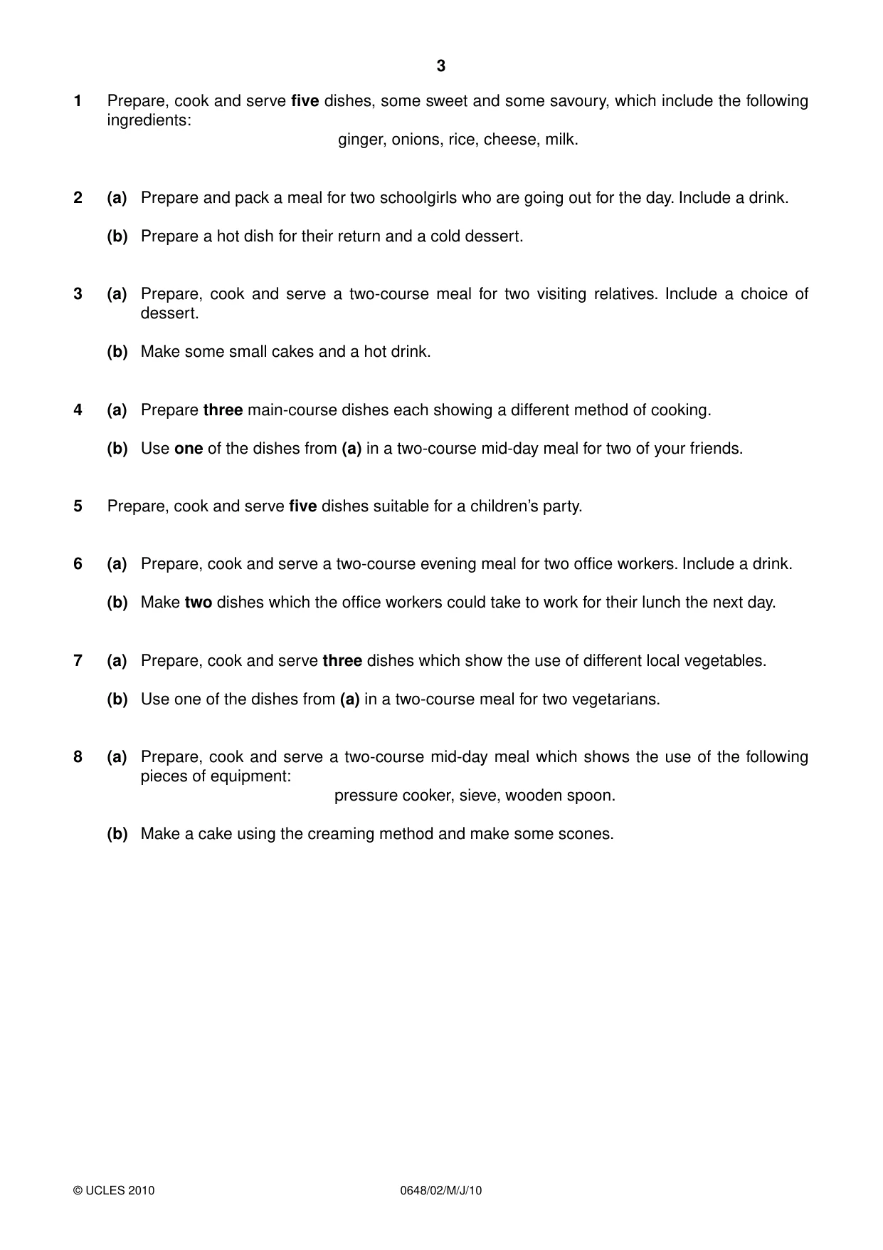Cambridge IGCSE Food and Nutrition 0648 2010 May/June Paper 2 · Variant 1 question paper, page 3 of 4