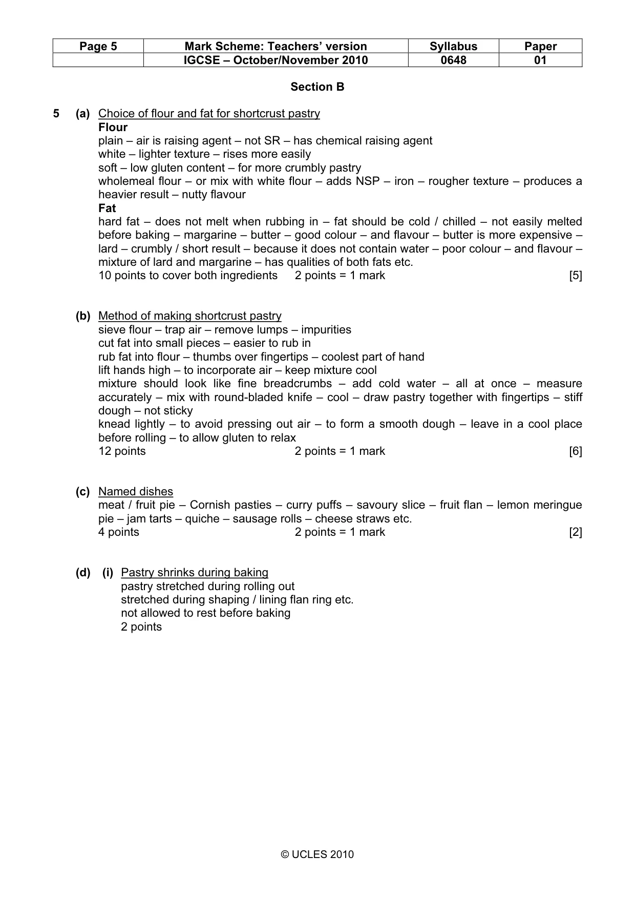 Mark scheme, page 5 of 11